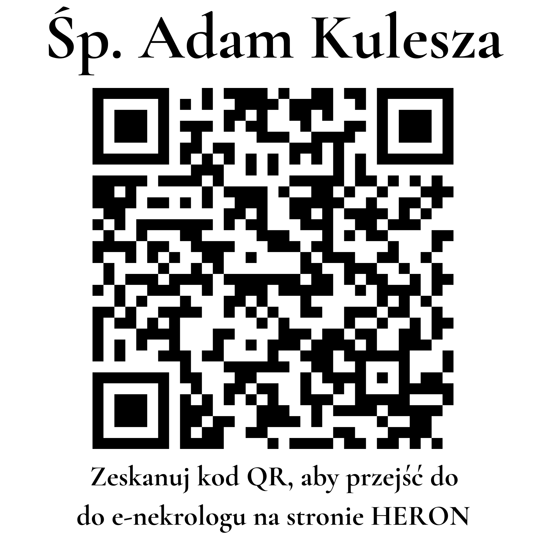 Kod QR do nekrologu Adam Kulesza Kod QR do nekrologu Adam Kulesza