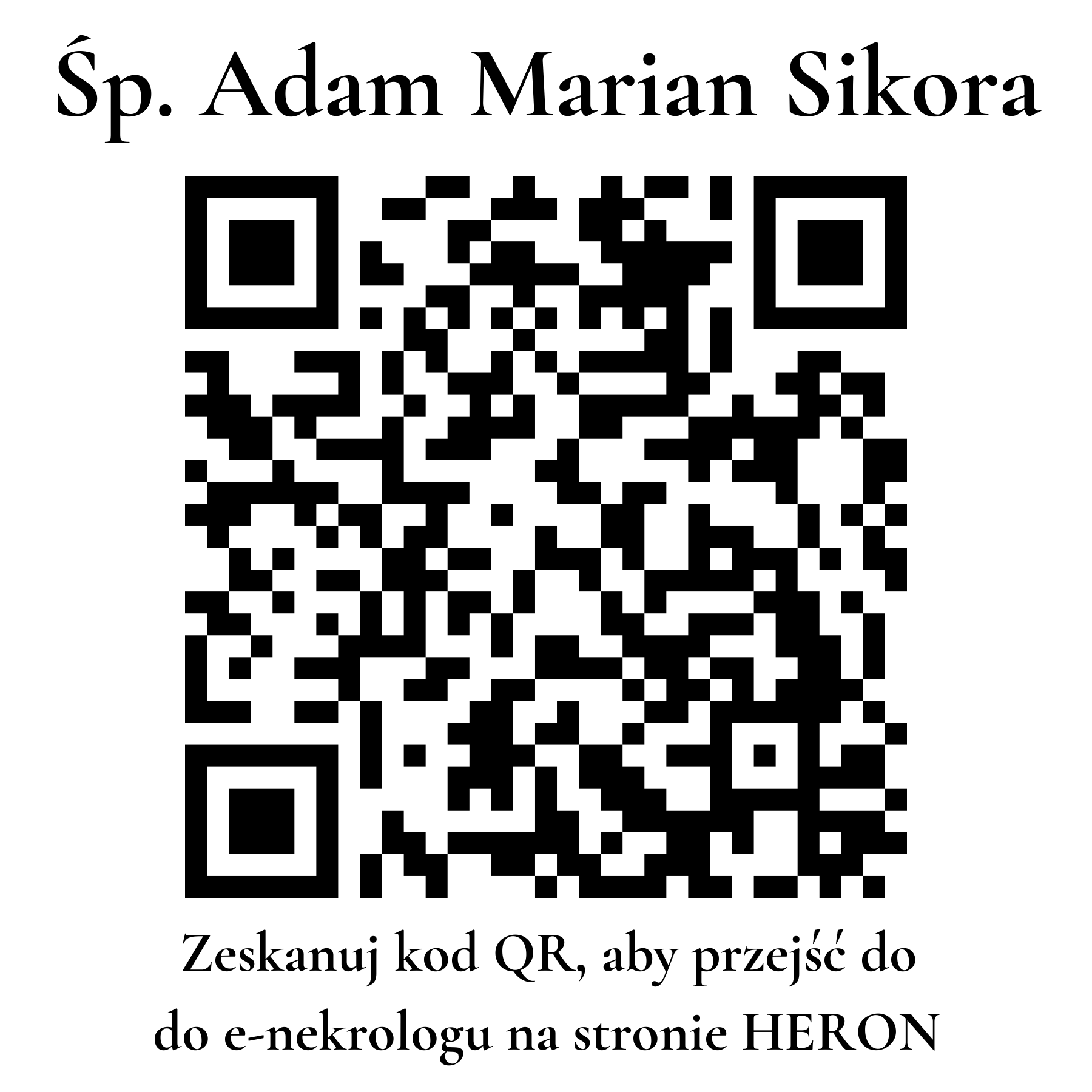 Kod QR do nekrologu Adam Marian Sikora