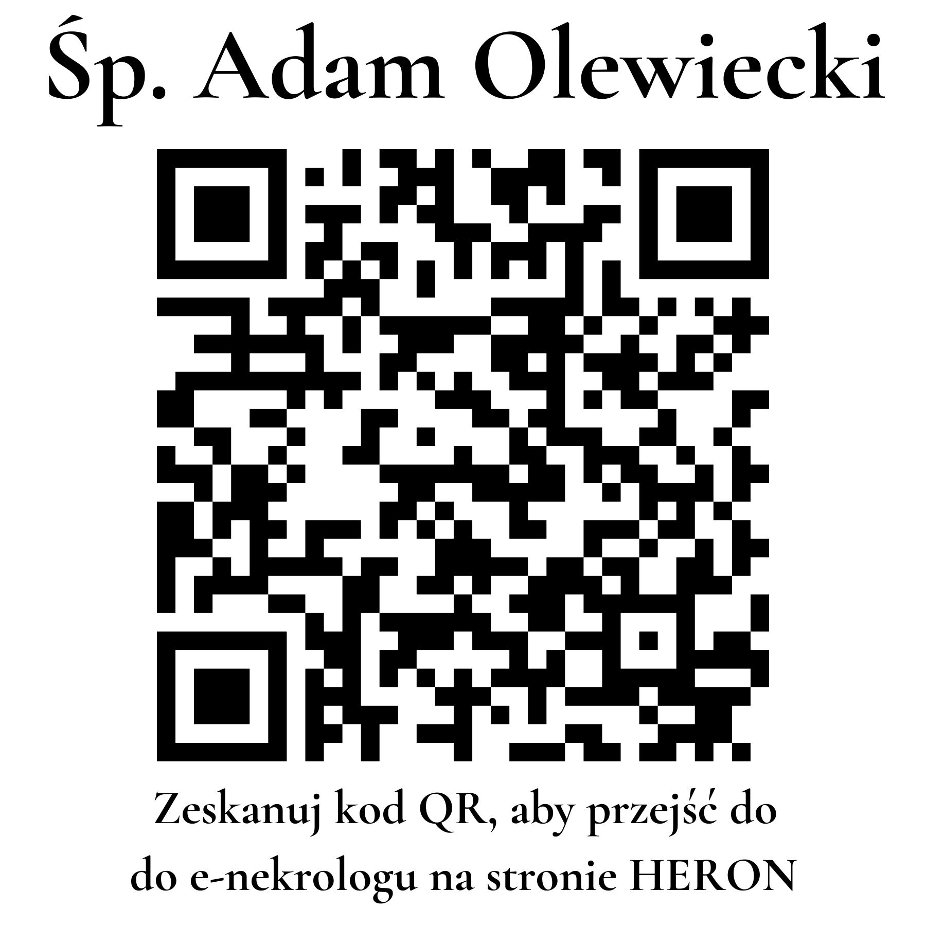 Kod QR do nekrologu Adam Olewiecki