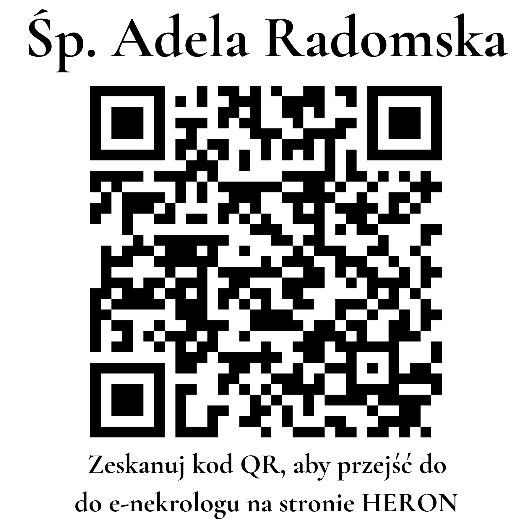 Kod QR do nekrologu Adela Radomska Kod QR do nekrologu Adela Radomska