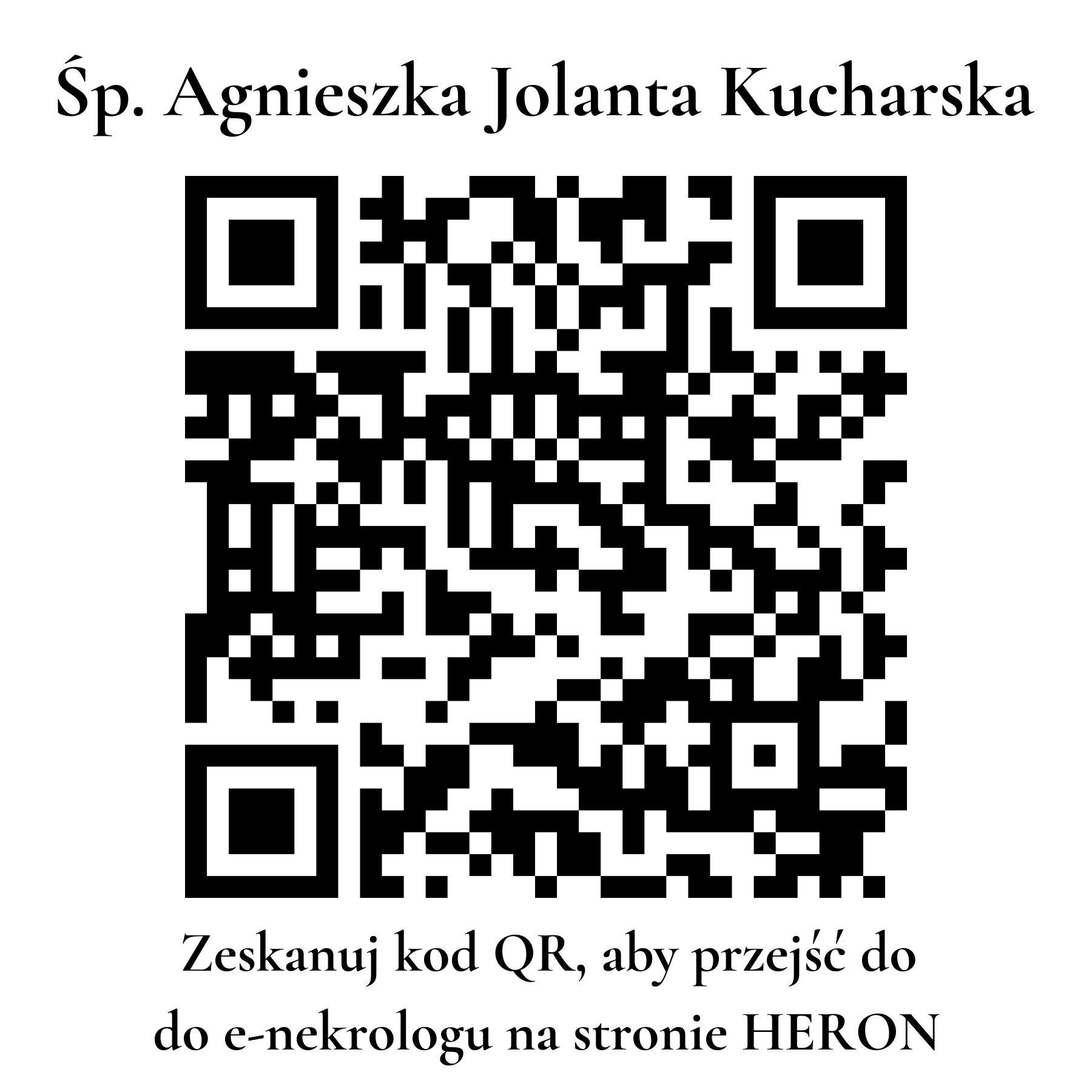 Kod QR do nekrologu Agnieszka Jolanta Kucharska Kod QR do nekrologu Agnieszka Jolanta Kucharska
