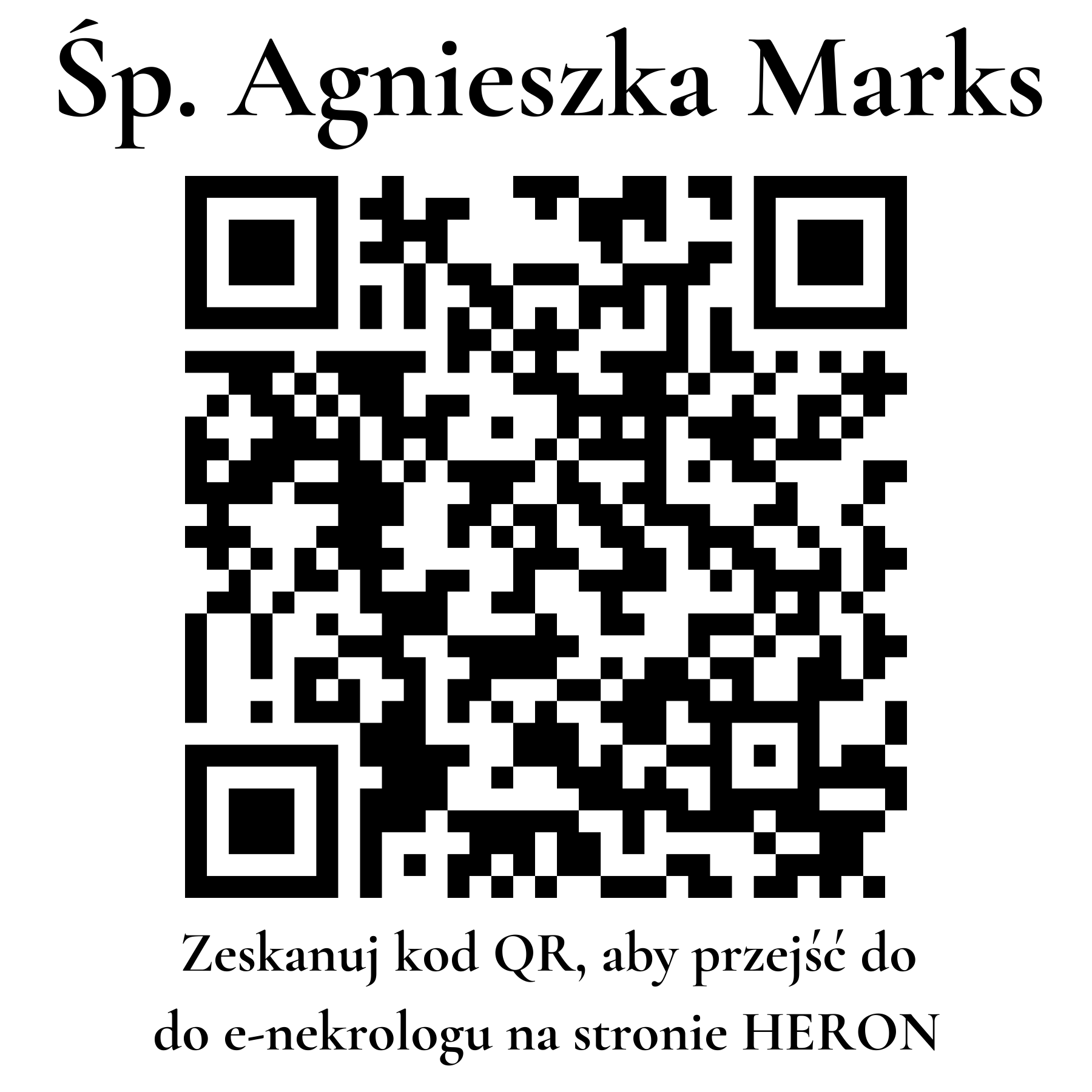 Kod QR do nekrologu Agnieszka Marks