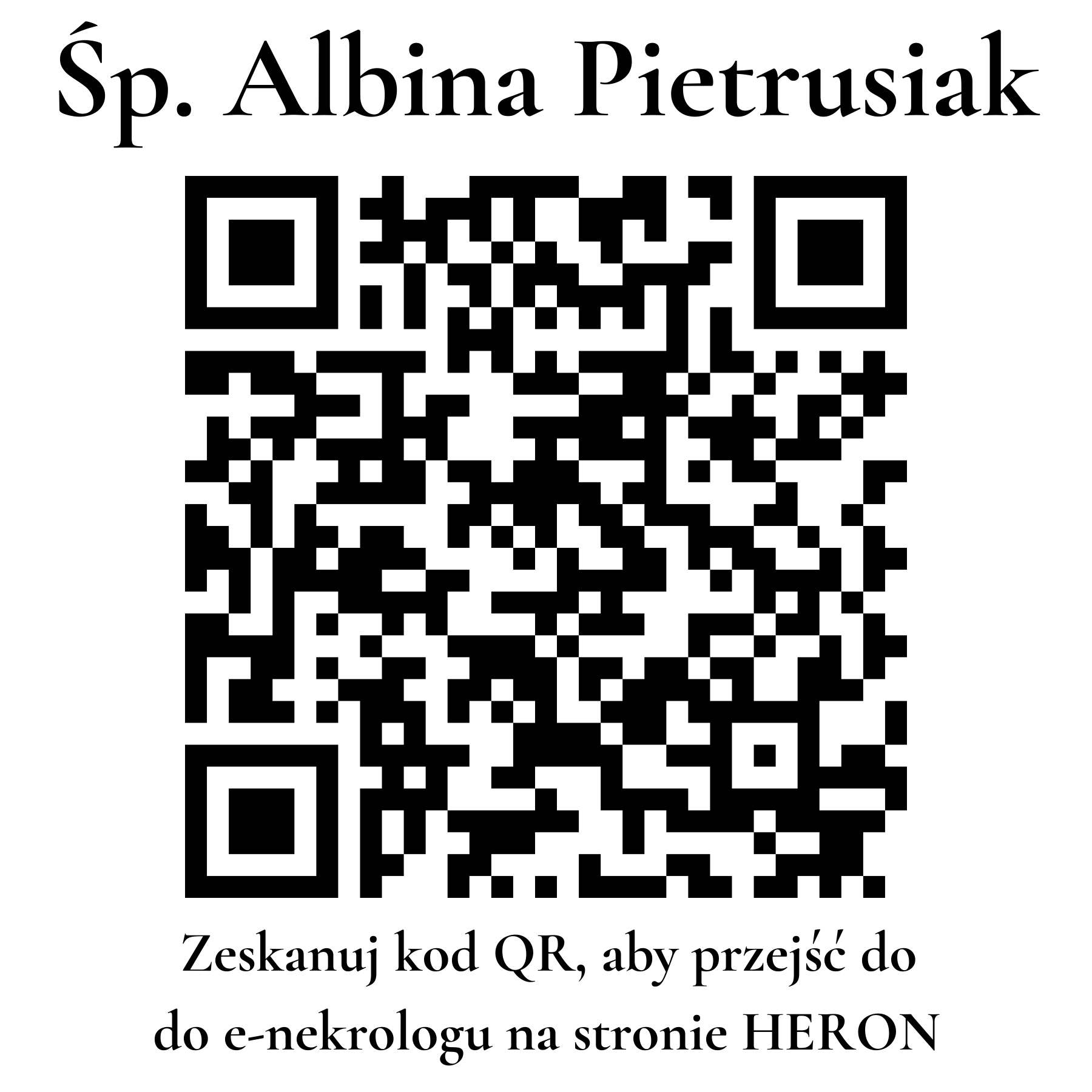 Kod QR do nekrologu Albina Pietrusiak