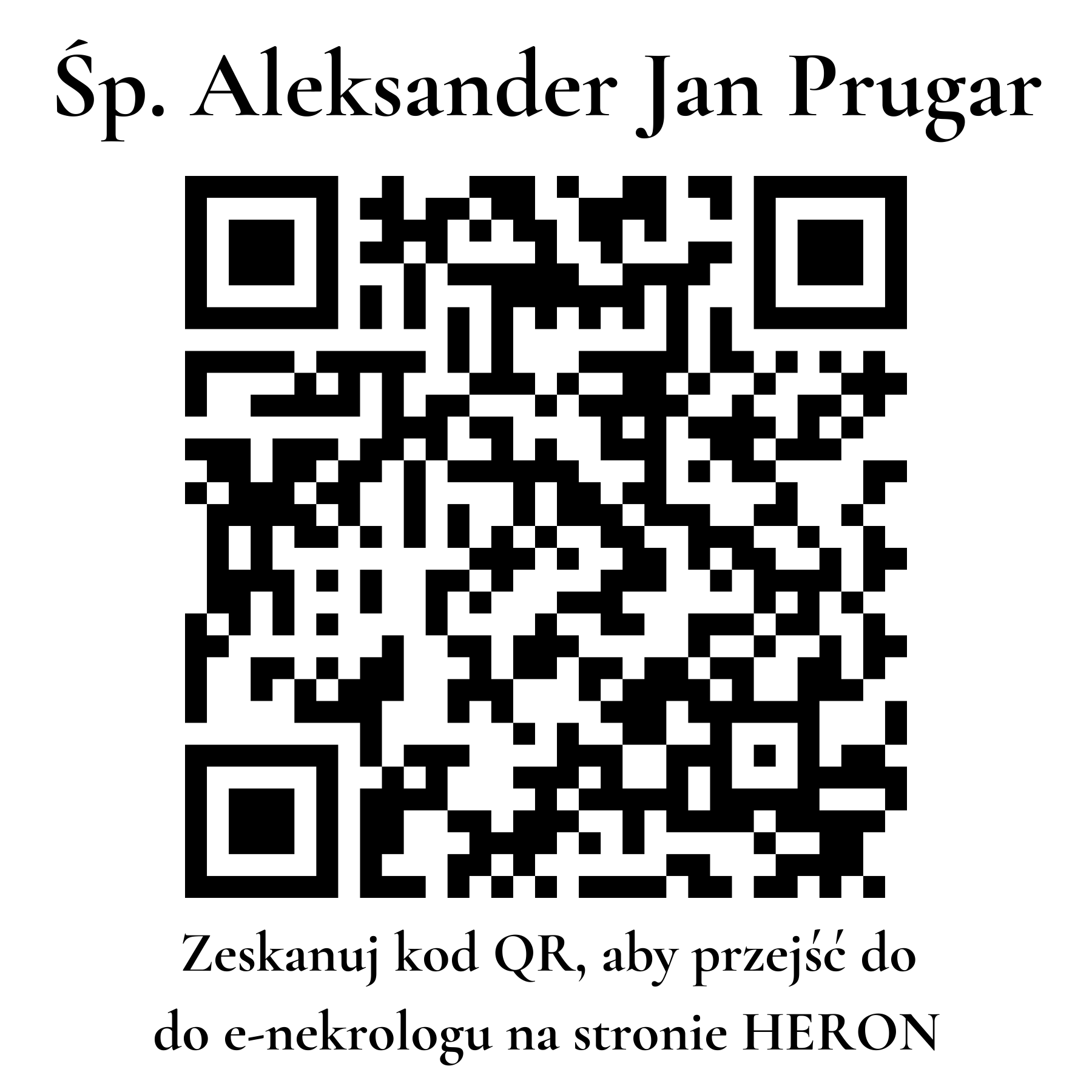 Kod QR do nekrologu Aleksander Jan Prugar