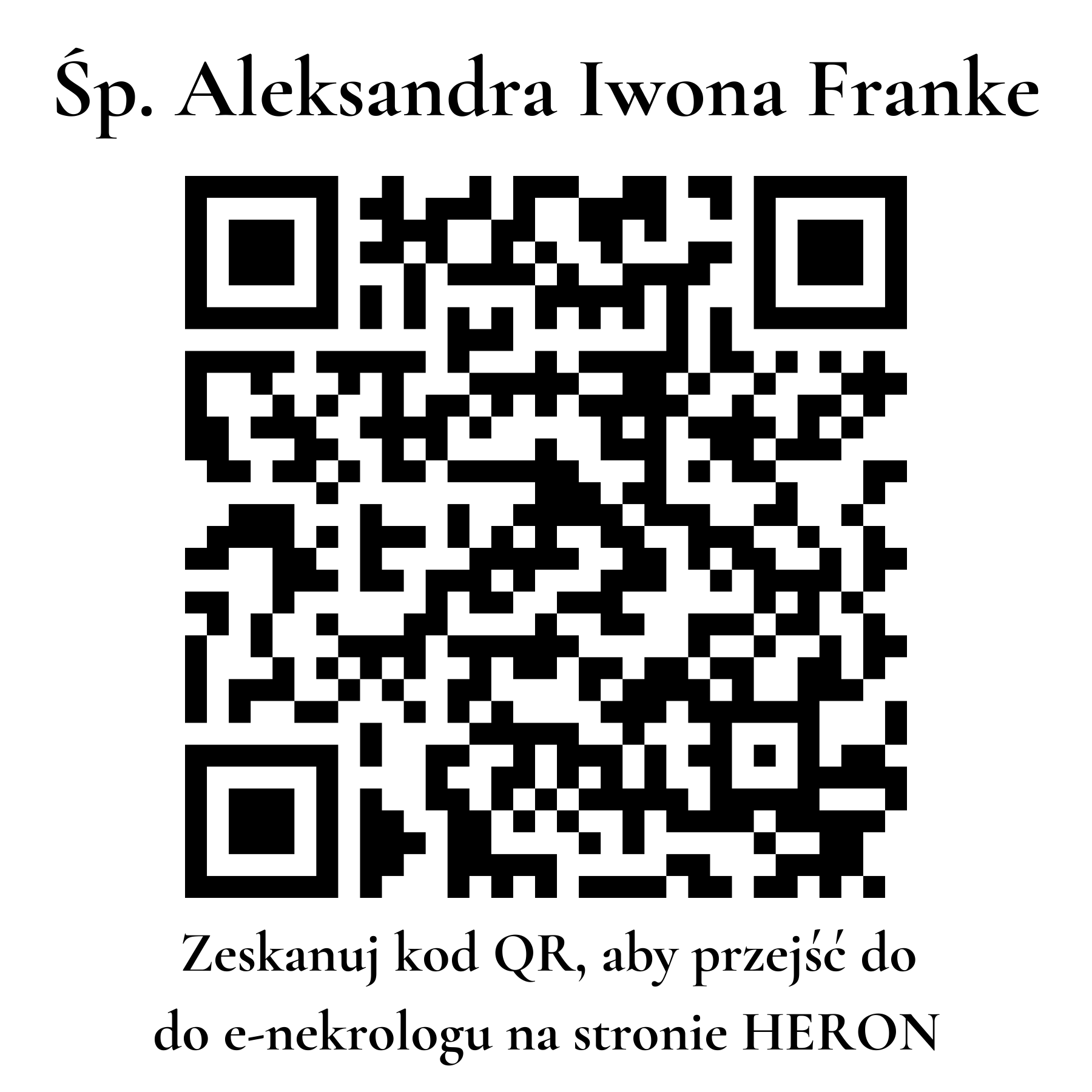 Kod QR do nekrologu Aleksandra Iwona Franke