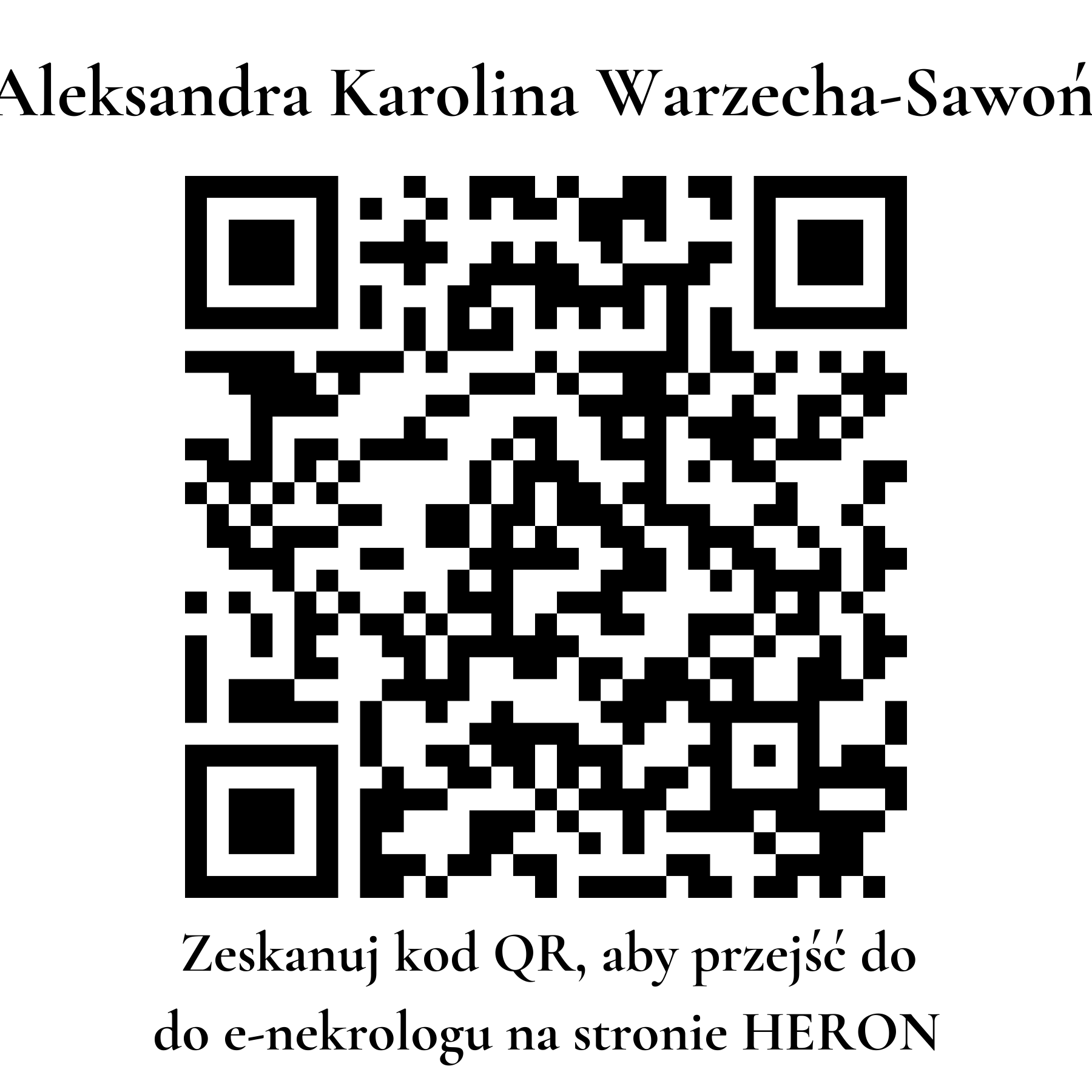 Kod QR do nekrologu Aleksandra Karolina Warzecha-Sawoń