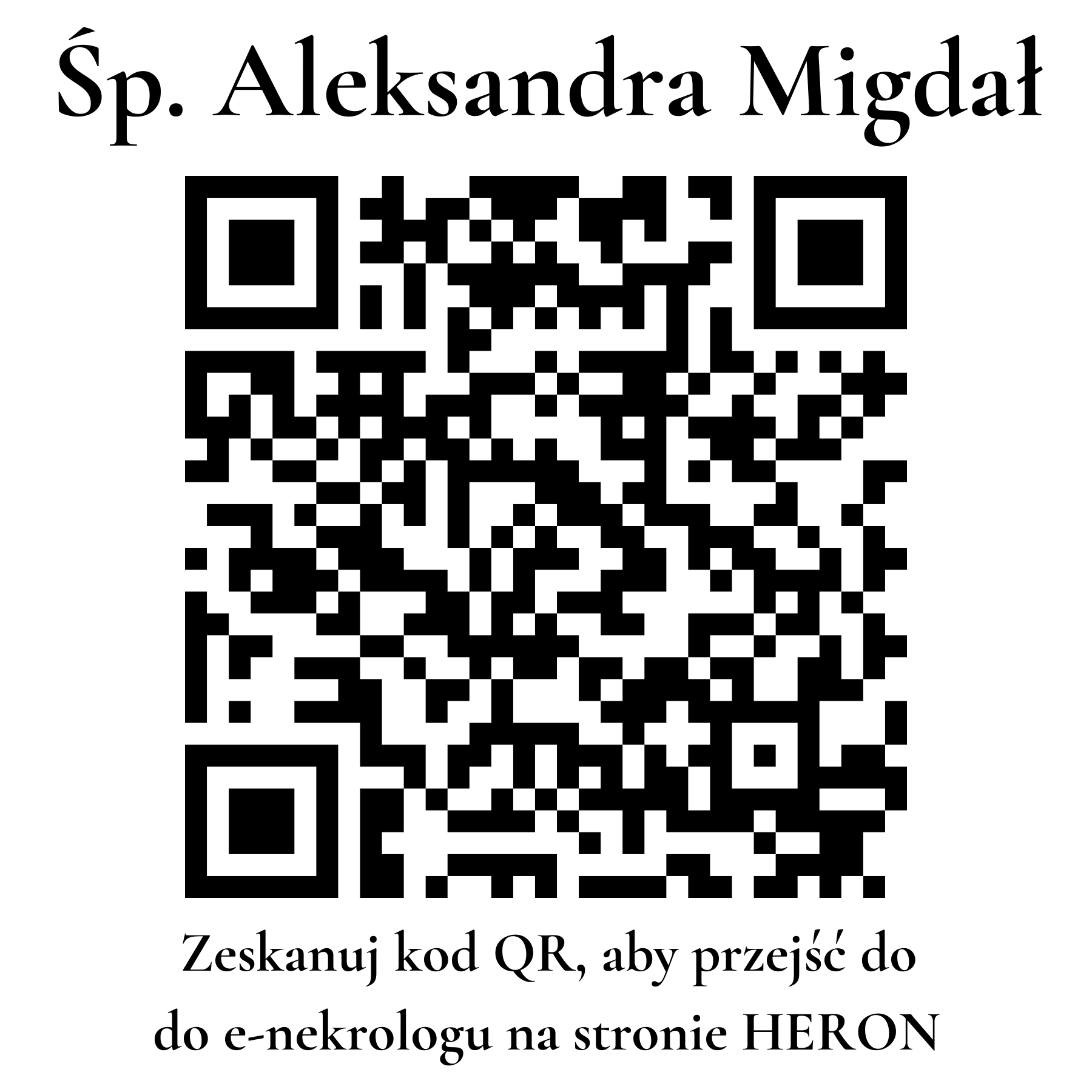 Kod QR do nekrologu Aleksandra Migdał Kod QR do nekrologu Aleksandra Migdał