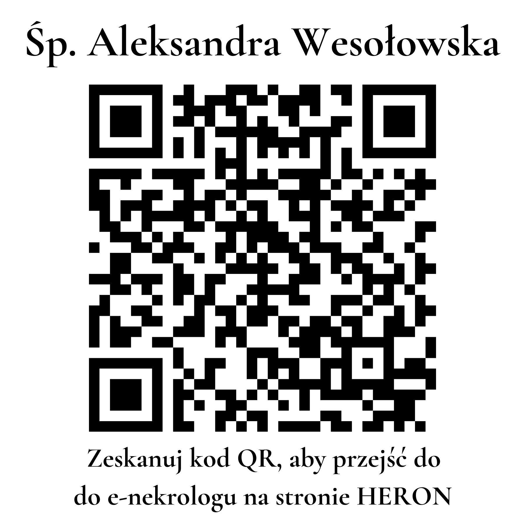 Kod QR do nekrologu Aleksandra Wesołowska