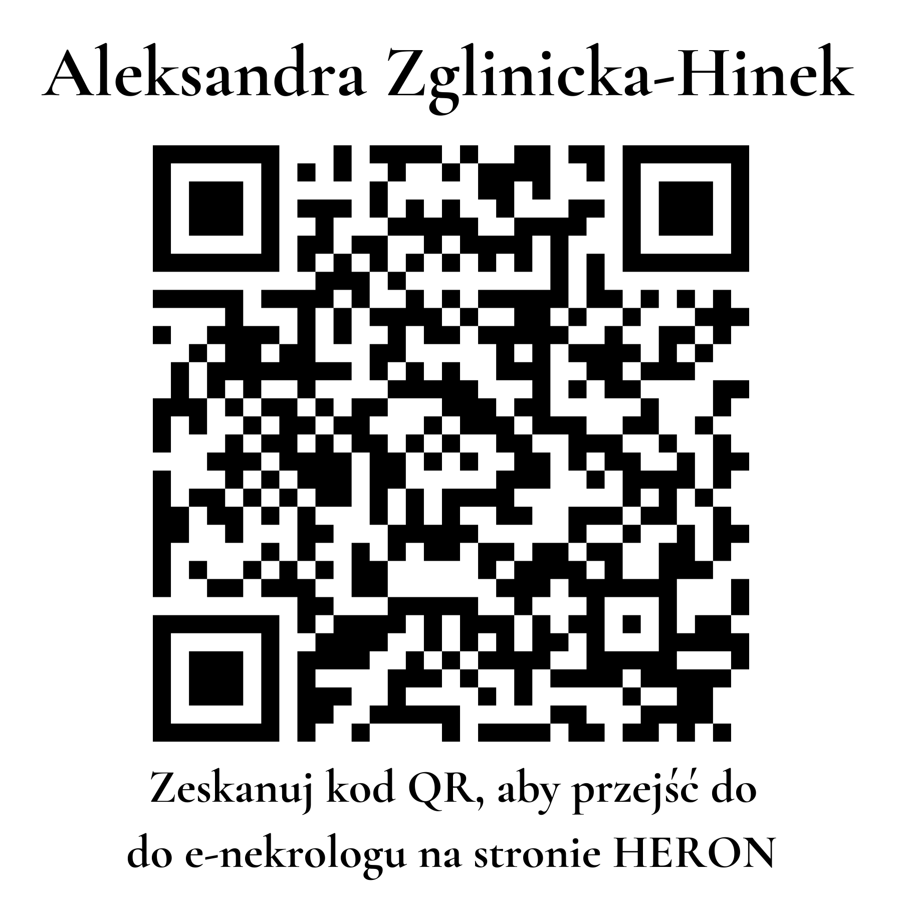 Kod QR do nekrologu Aleksandra Zglinicka-Hinek