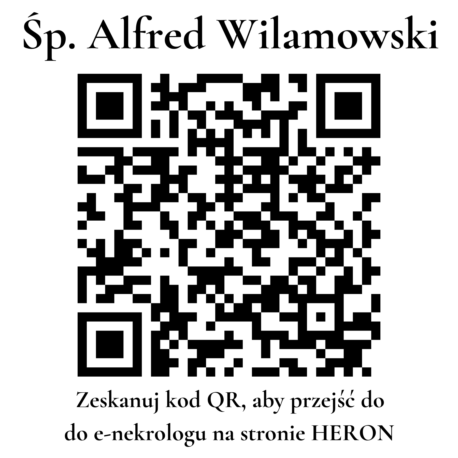 Kod QR do nekrologu Alfred Wilamowski Kod QR do nekrologu Alfred Wilamowski