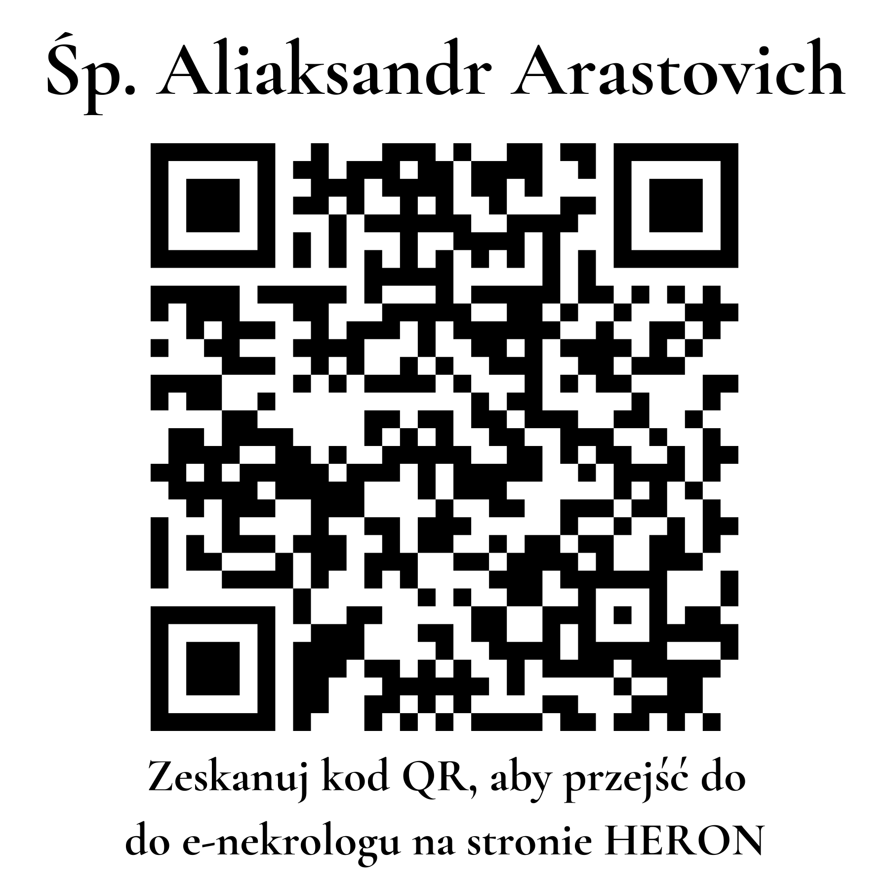 Kod QR do nekrologu Aliaksandr Arastovich Kod QR do nekrologu Aliaksandr Arastovich