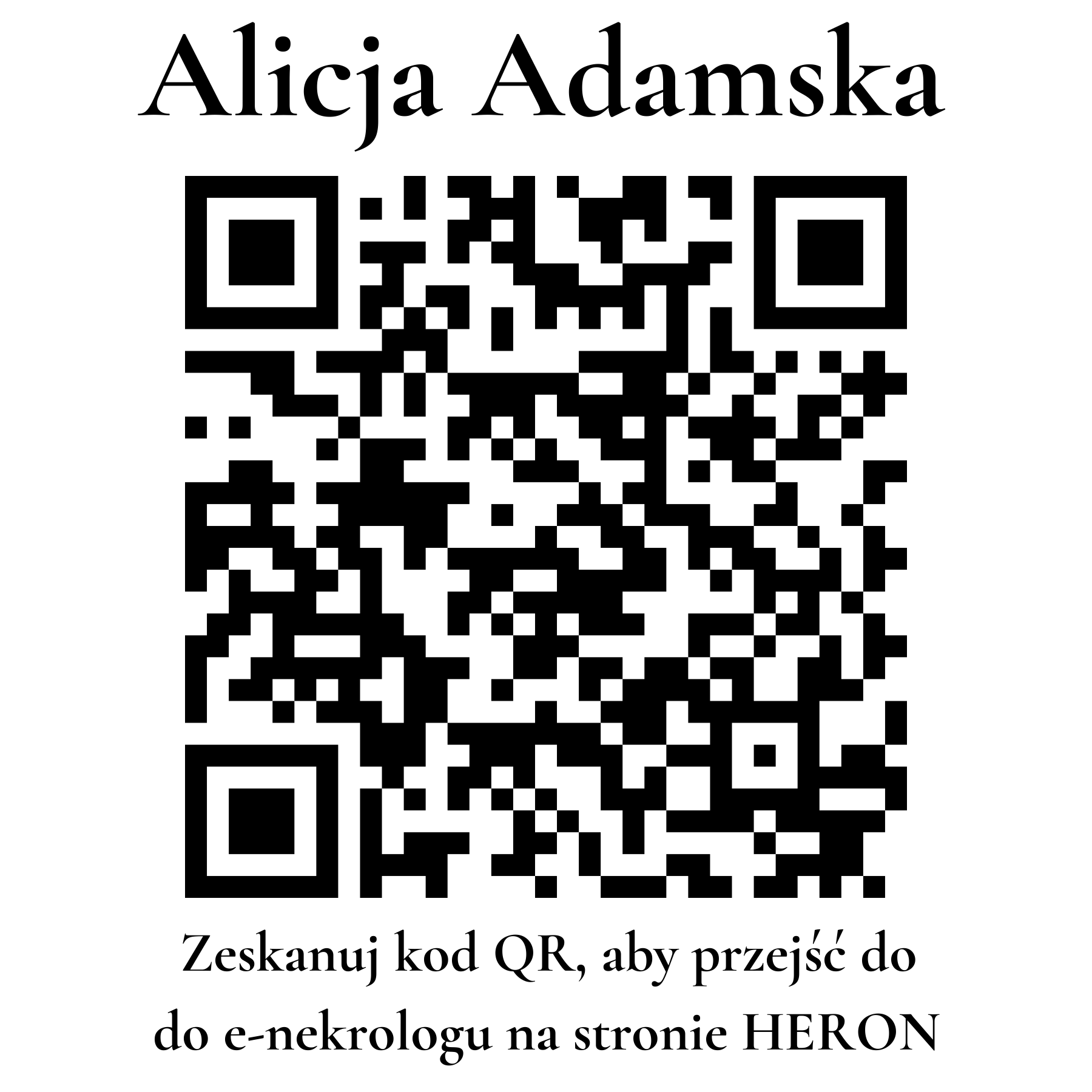 Kod QR do nekrologu Alicja Adamska