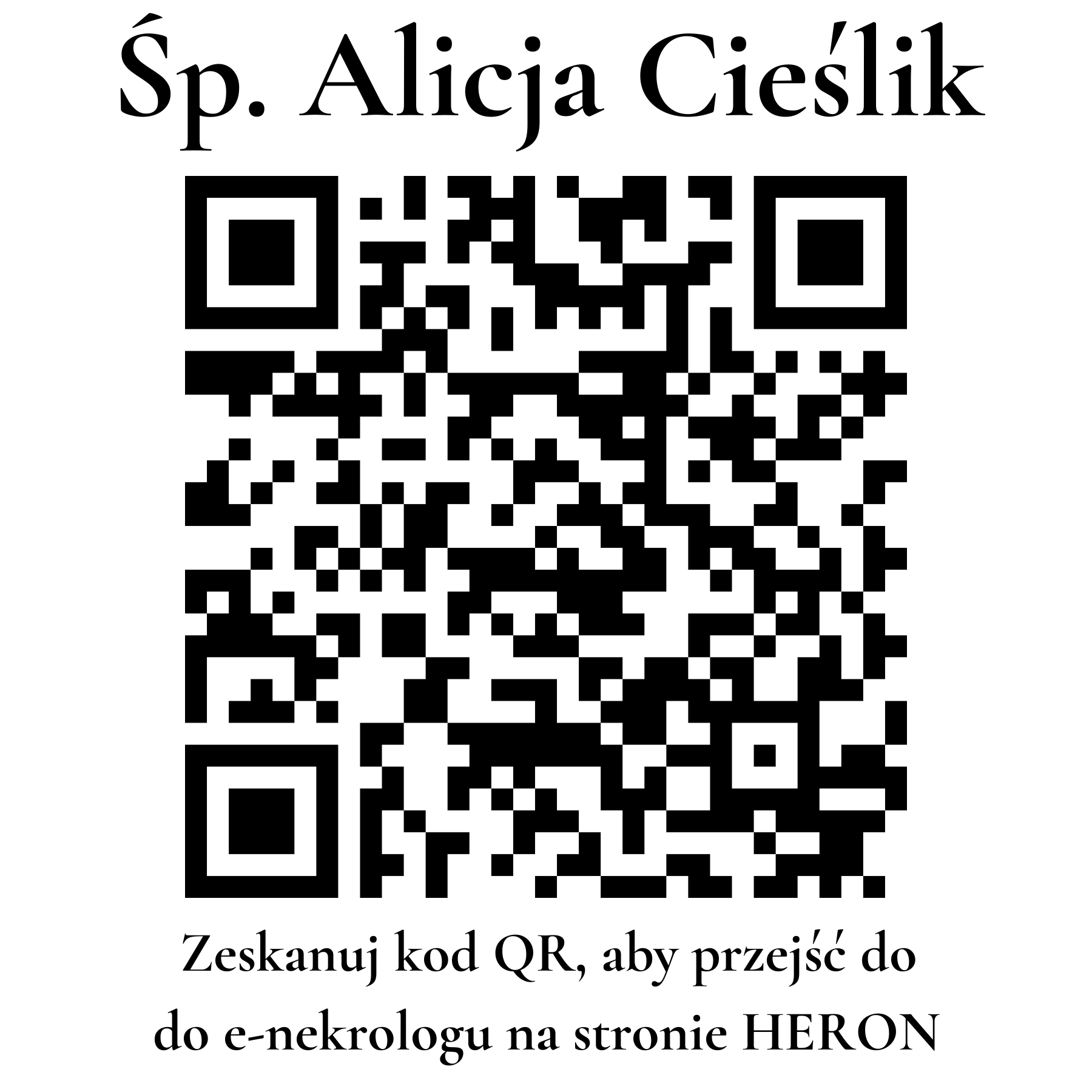 Kod QR do nekrologu Alicja Cieślik Kod QR do nekrologu Alicja Cieślik