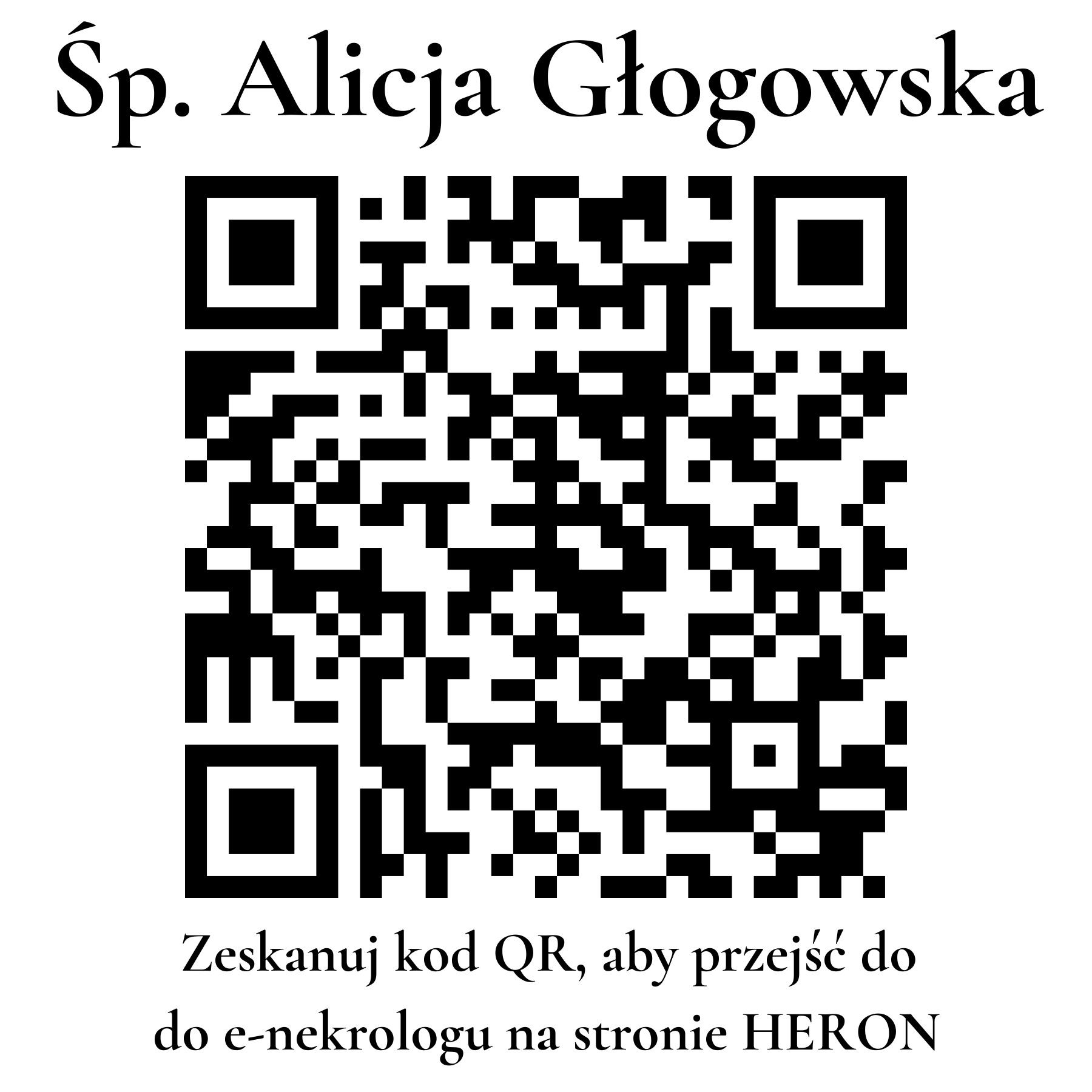 Kod QR do nekrologu Alicja Głogowska