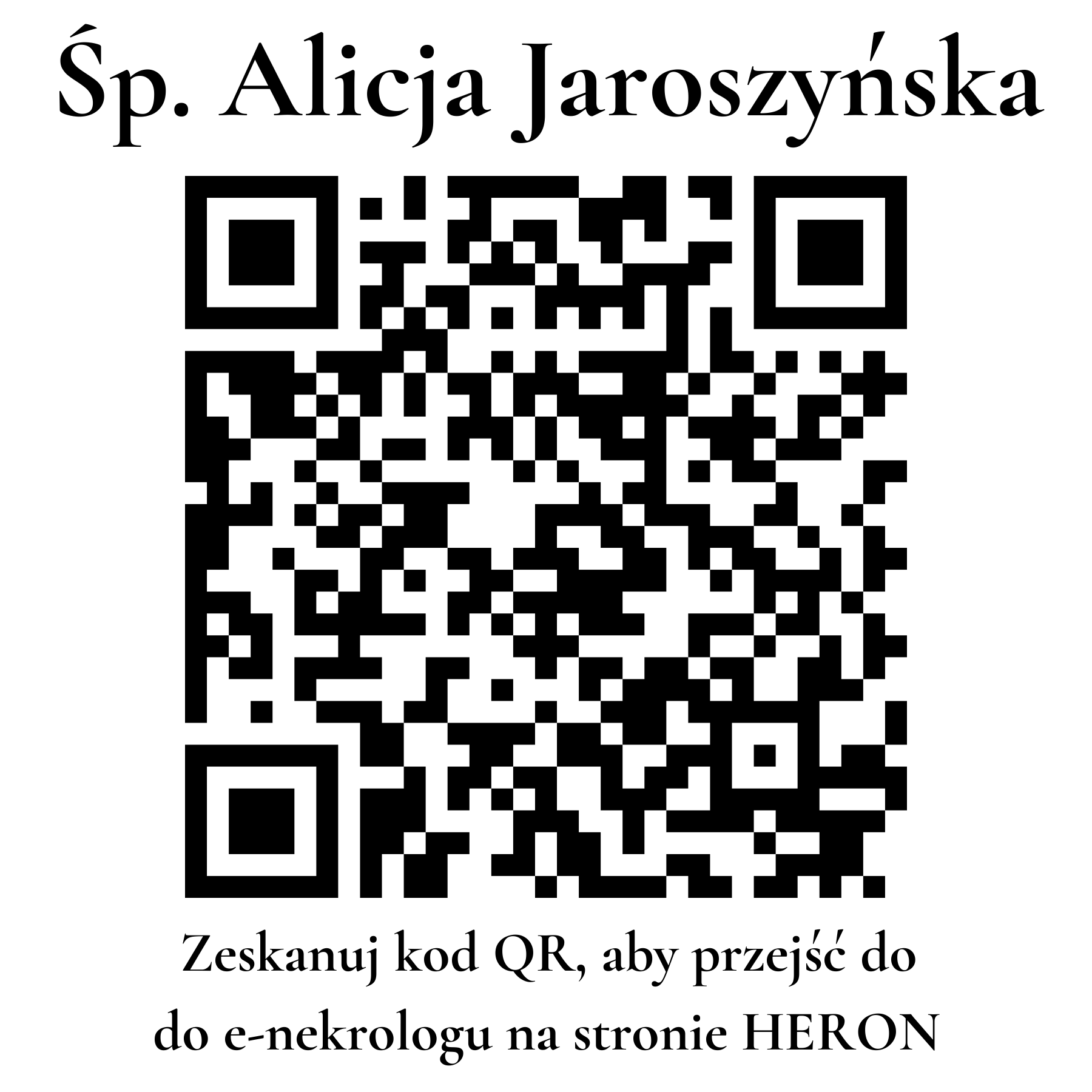 Kod QR do nekrologu Alicja Jaroszyńska