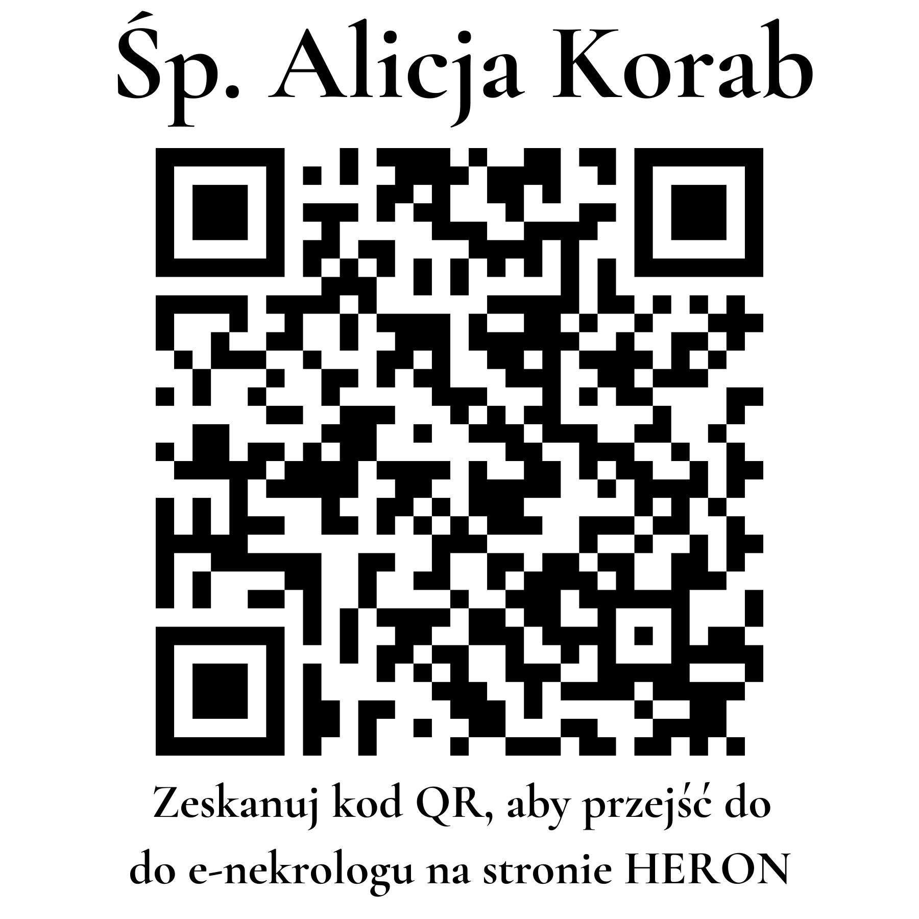 Kod QR do nekrologu Alicja Korab