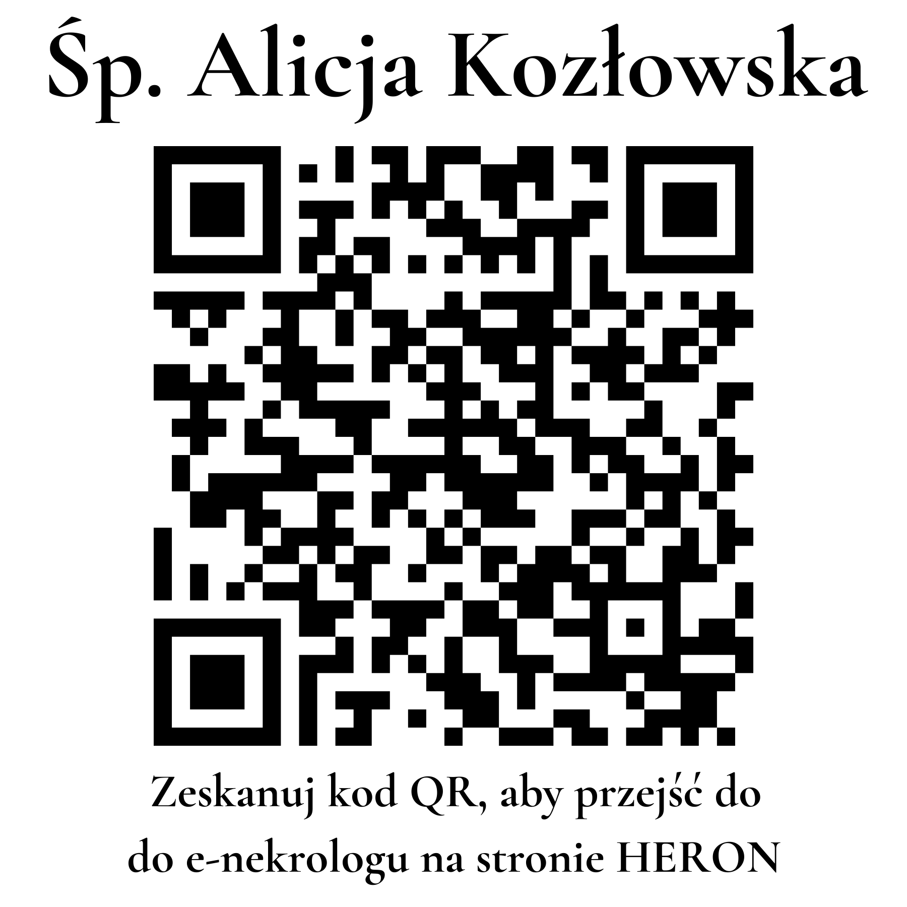 Kod QR do nekrologu Alicja Kozłowska