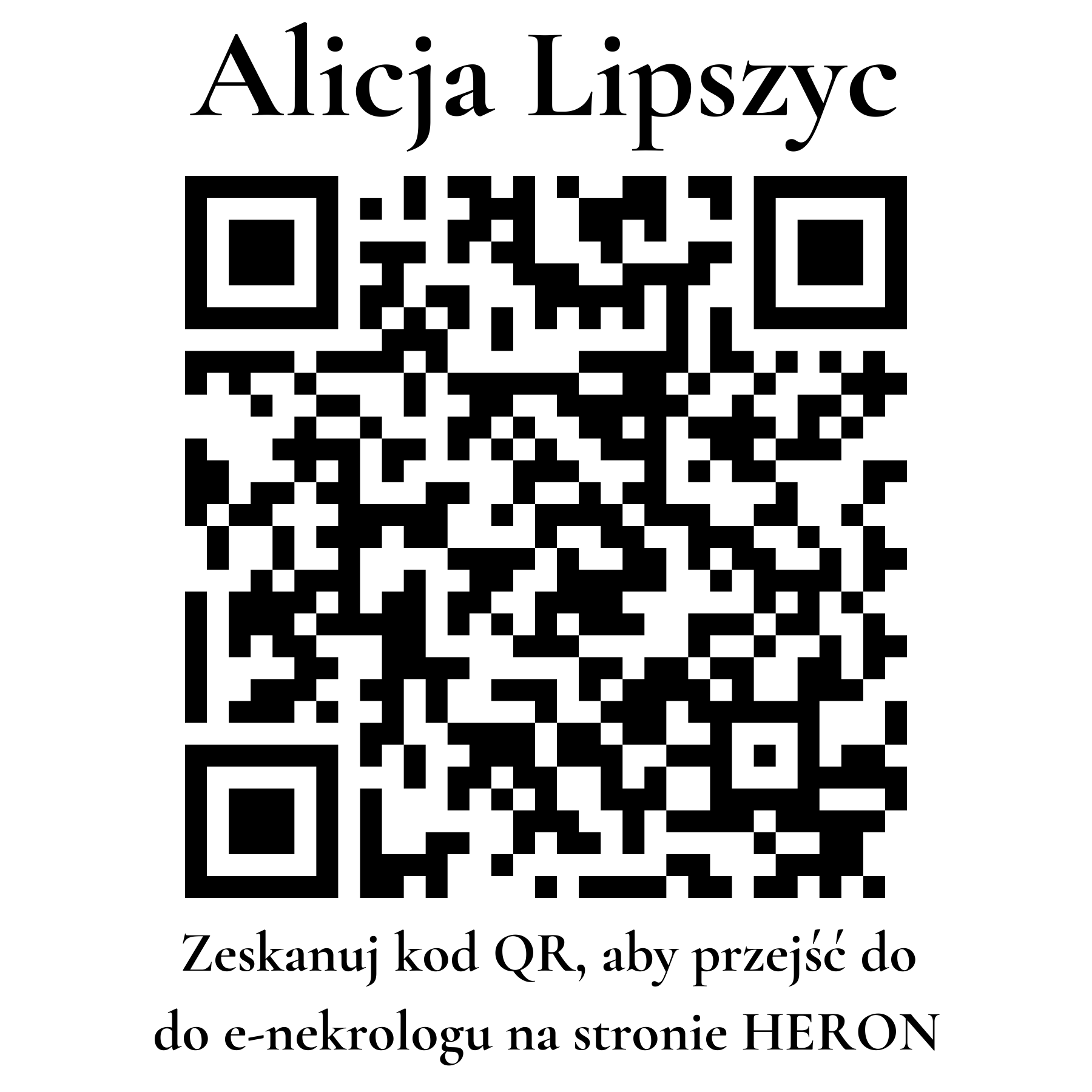 Kod QR do nekrologu Alicja Lipszyc