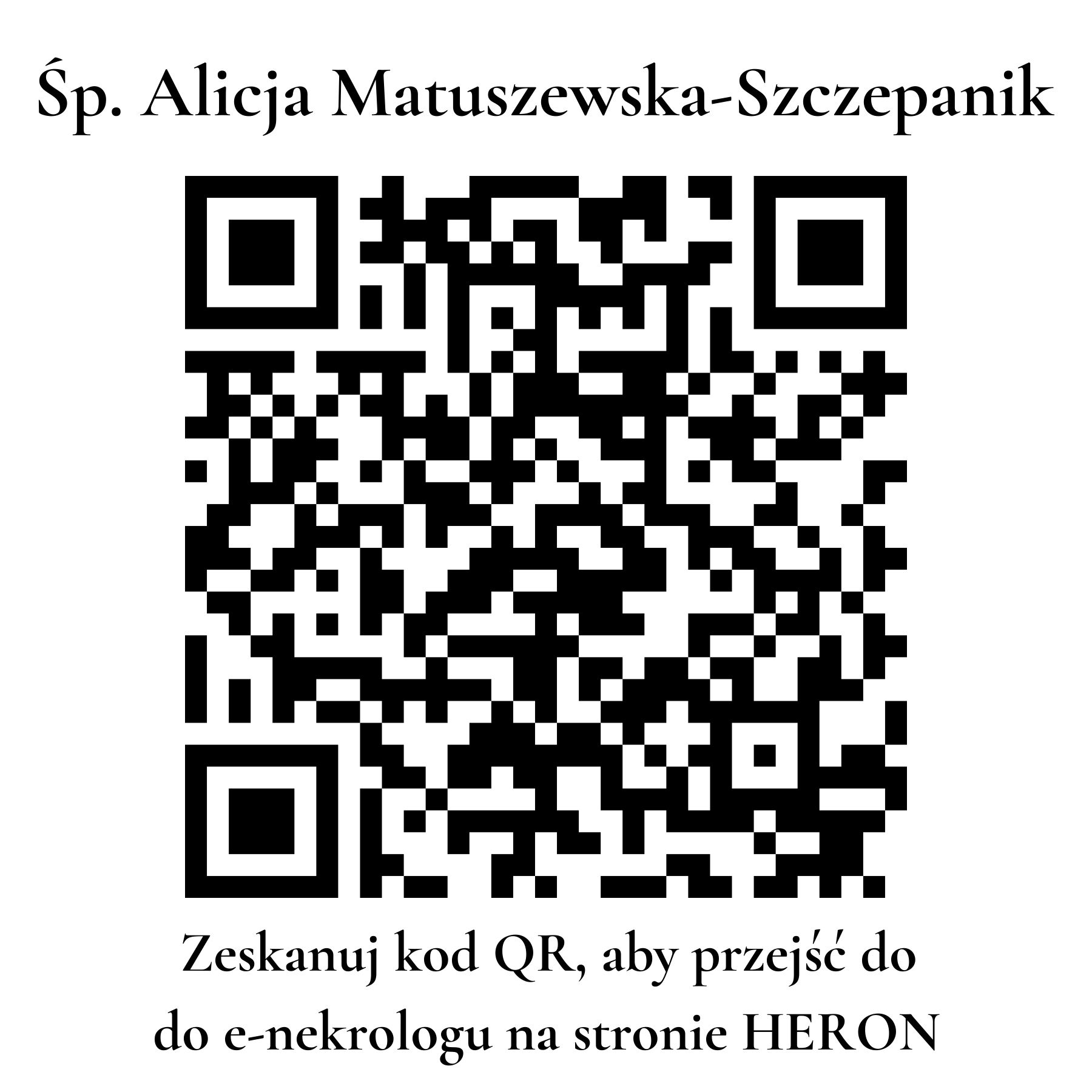 Kod QR do nekrologu Alicja Matuszewska-Szczepanik