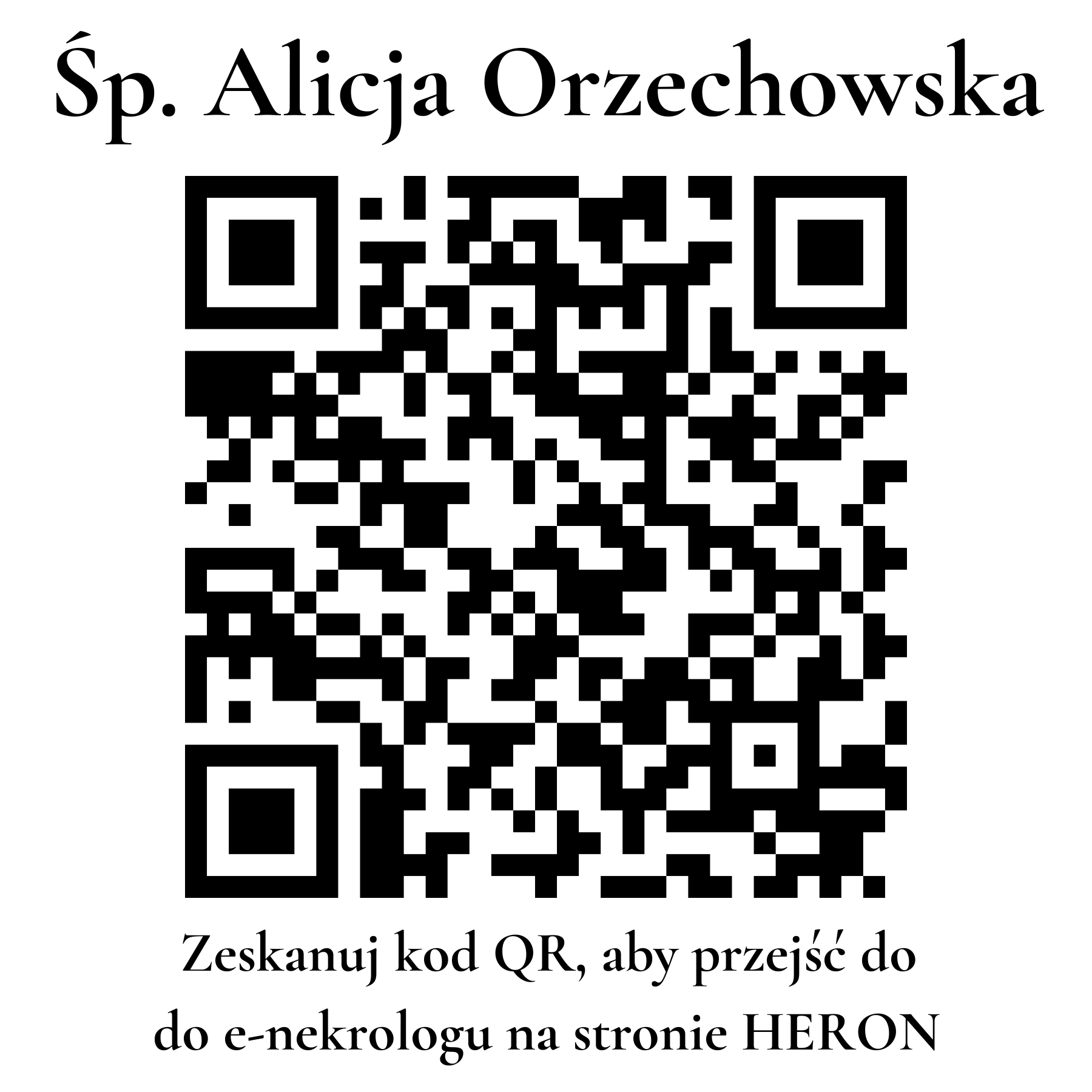 Kod QR do nekrologu Alicja Orzechowska