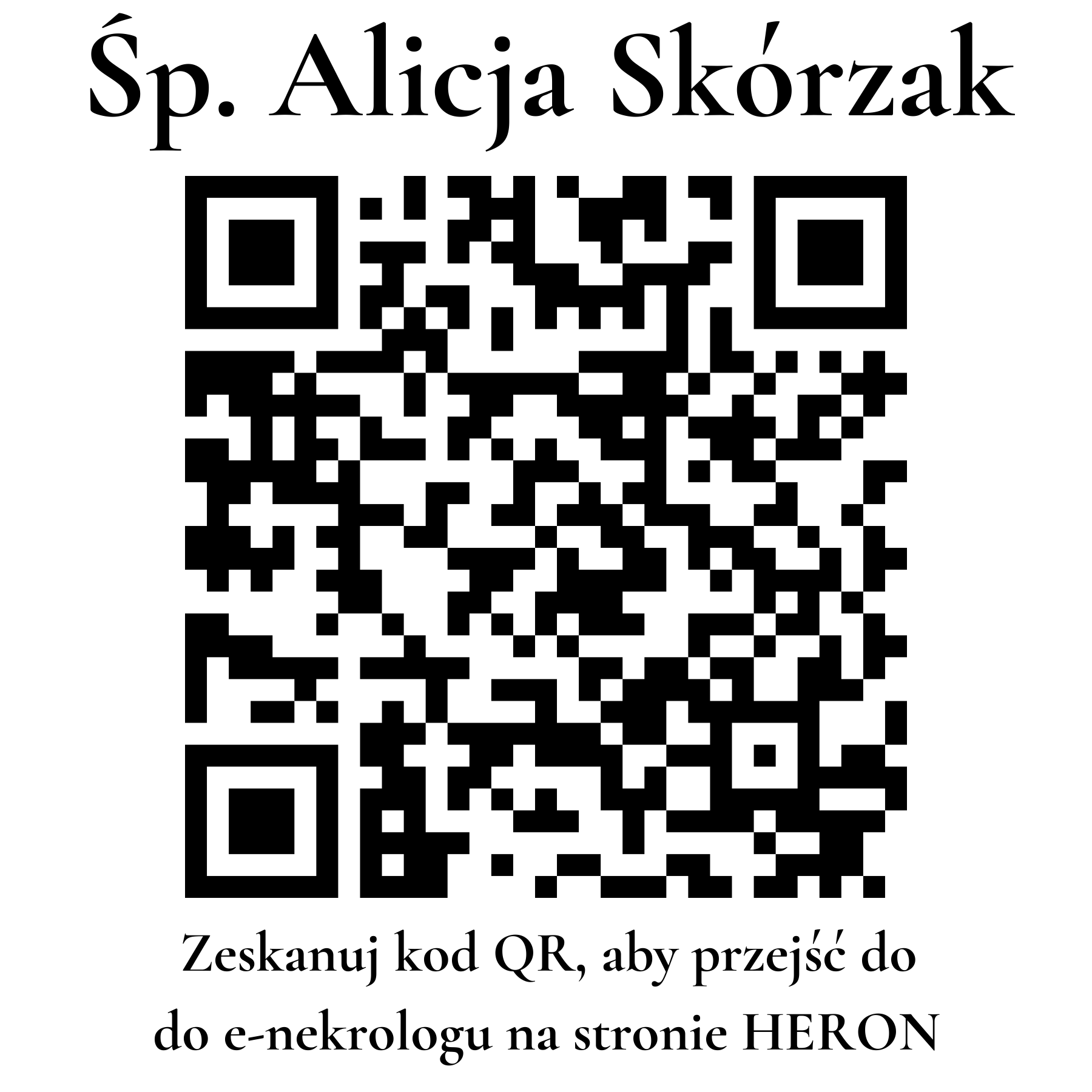 Kod QR do nekrologu Alicja Skórzak