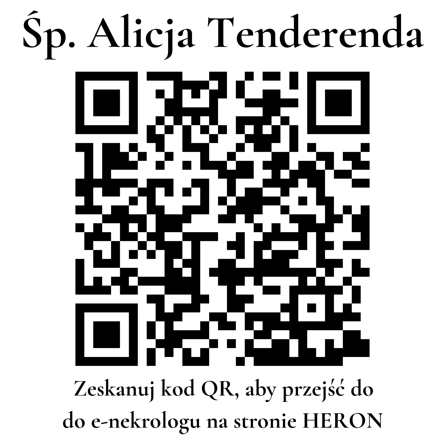 Kod QR do nekrologu Alicja Tenderenda