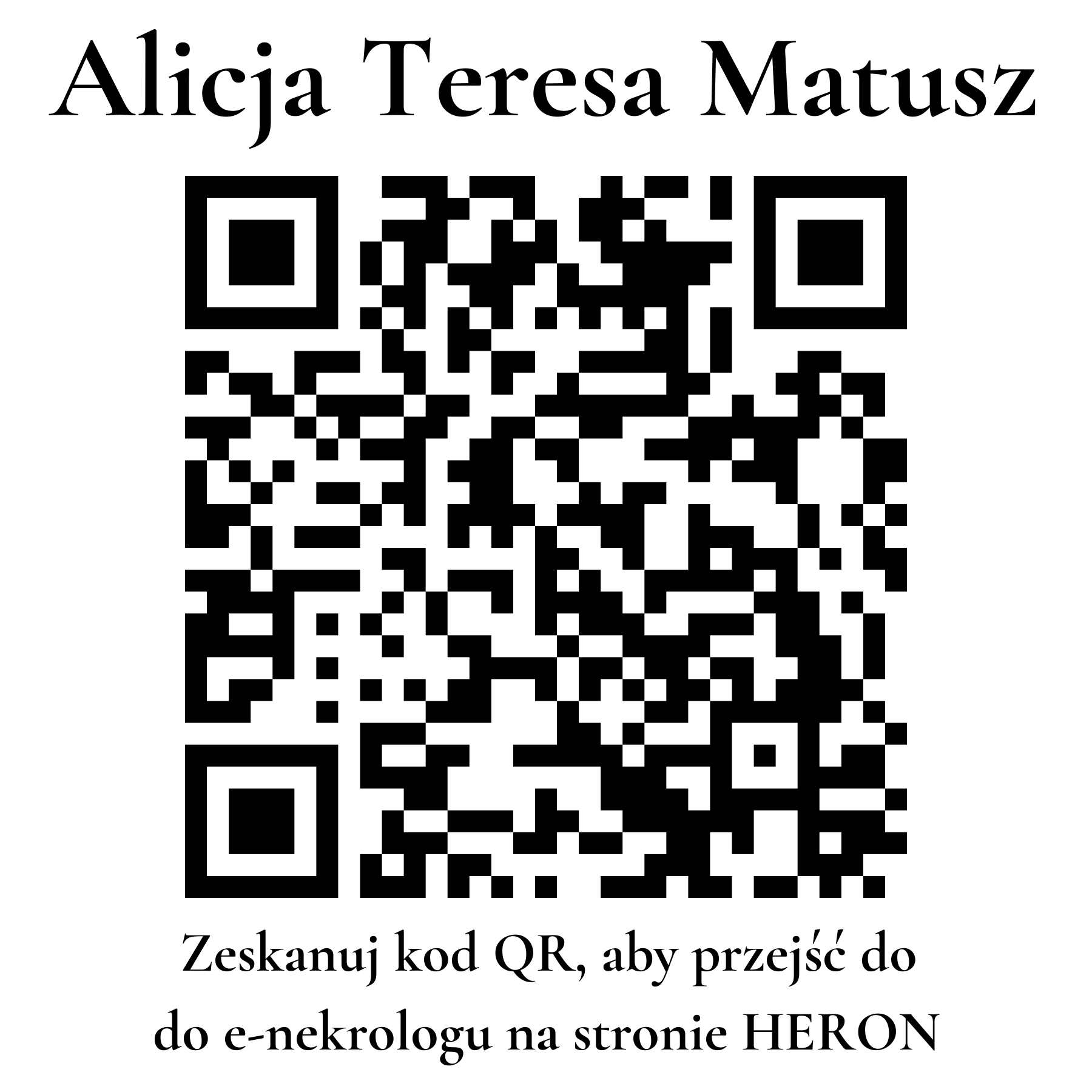 Kod QR do nekrologu Alicja Teresa Matusz