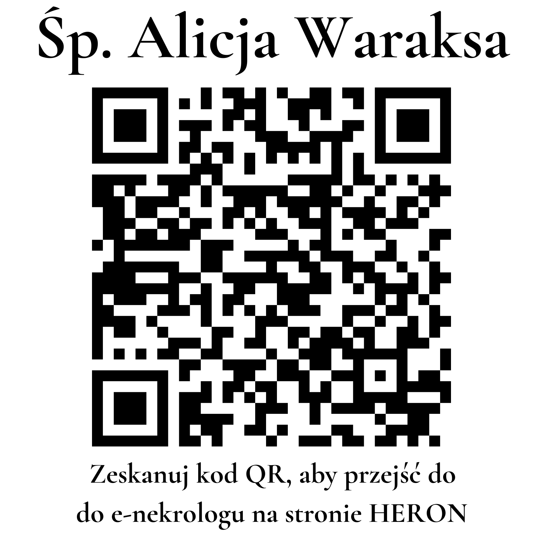 Kod QR do nekrologu Alicja Waraksa