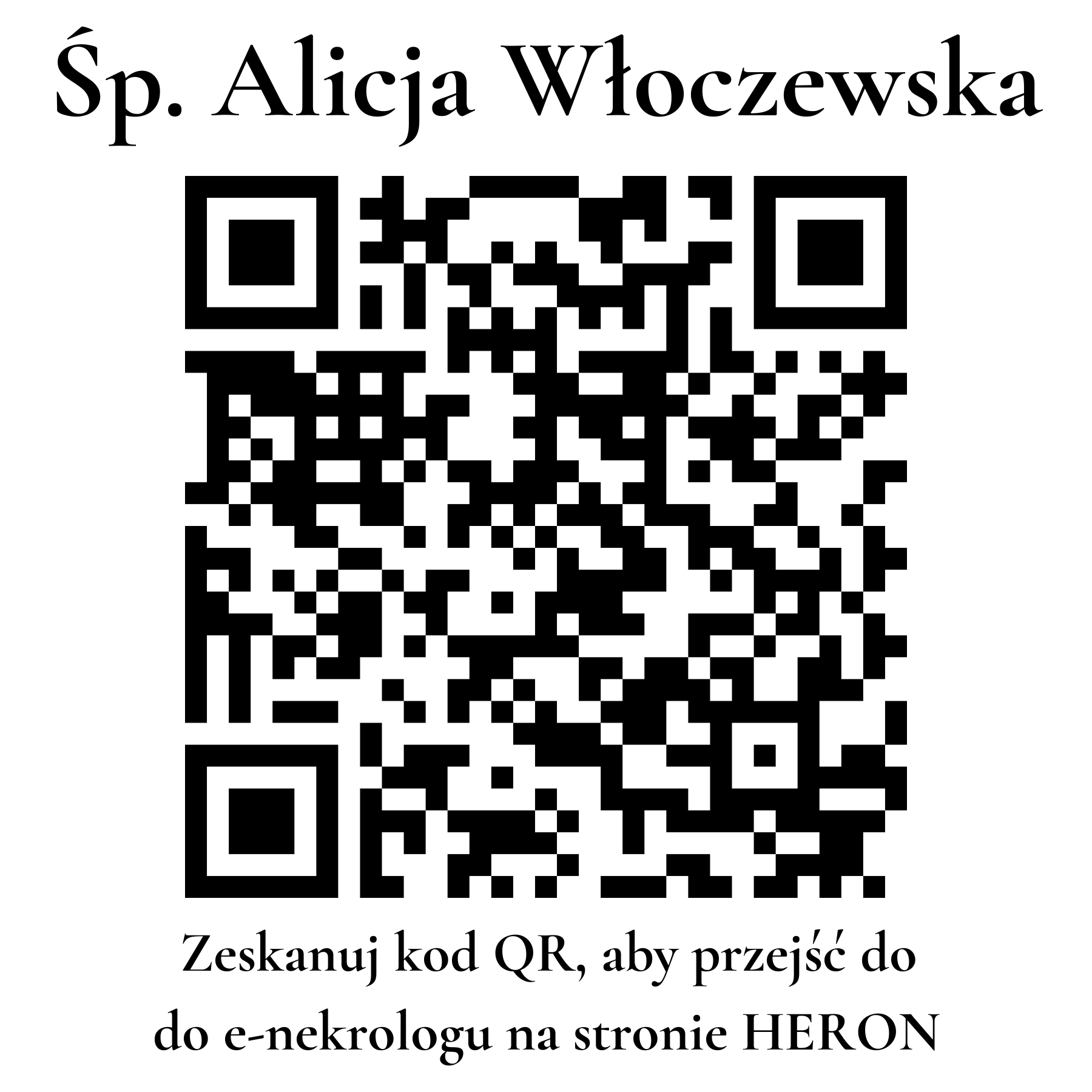 Kod QR do nekrologu Alicja Włoczewska Kod QR do nekrologu Alicja Włoczewska