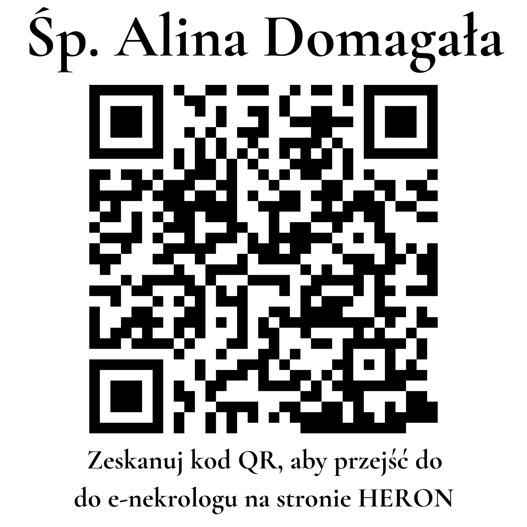 Kod QR do nekrologu Alina Domagała