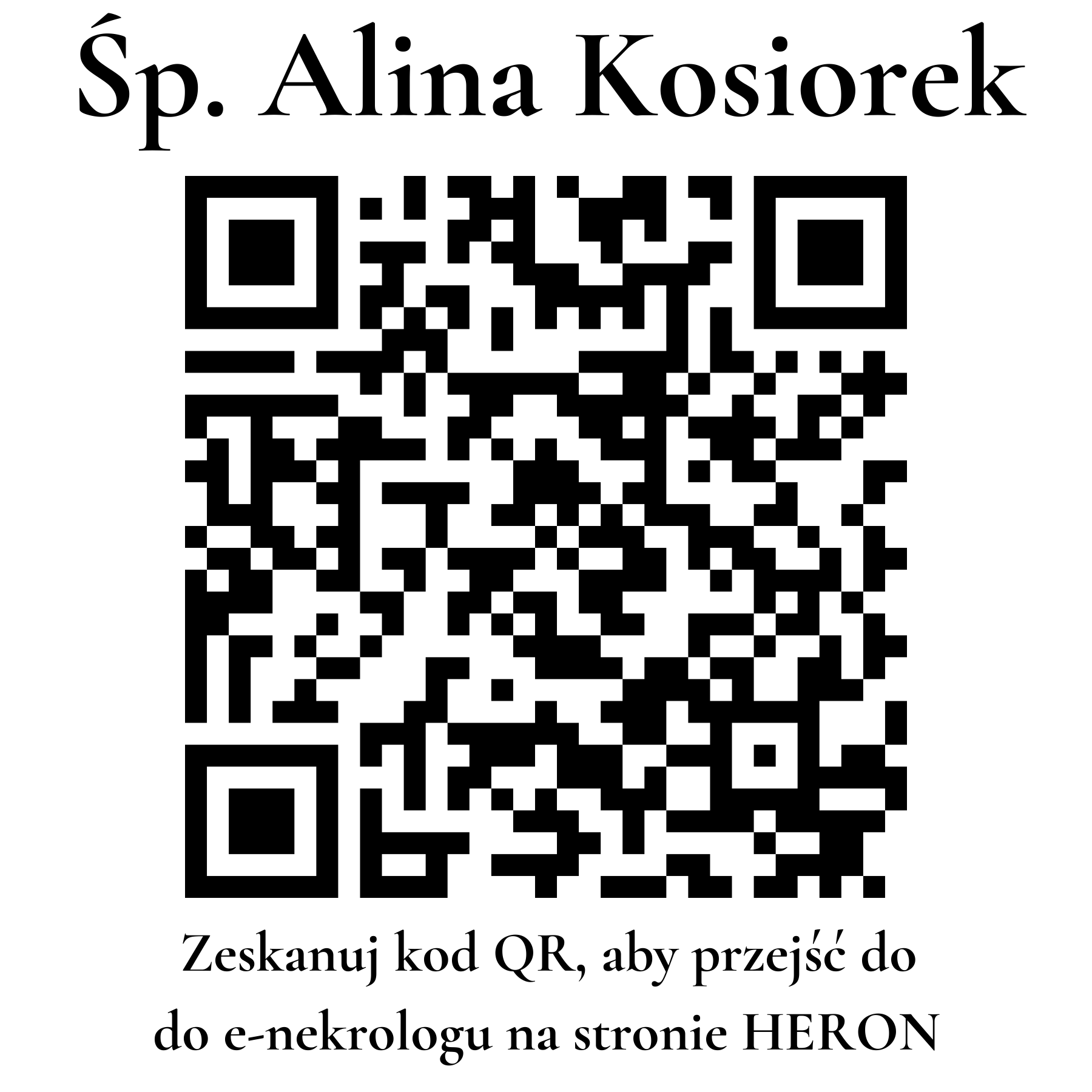Kod QR do nekrologu Alina Kosiorek Kod QR do nekrologu Alina Kosiorek