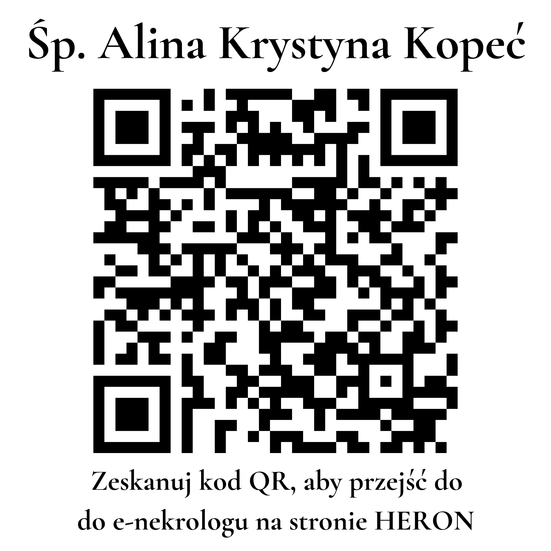 Kod QR do nekrologu Alina Krystyna Kopeć