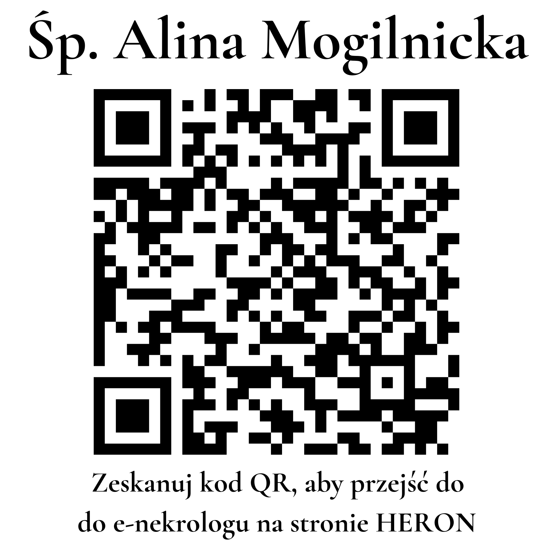 Kod QR do nekrologu Alina Mogilnicka
