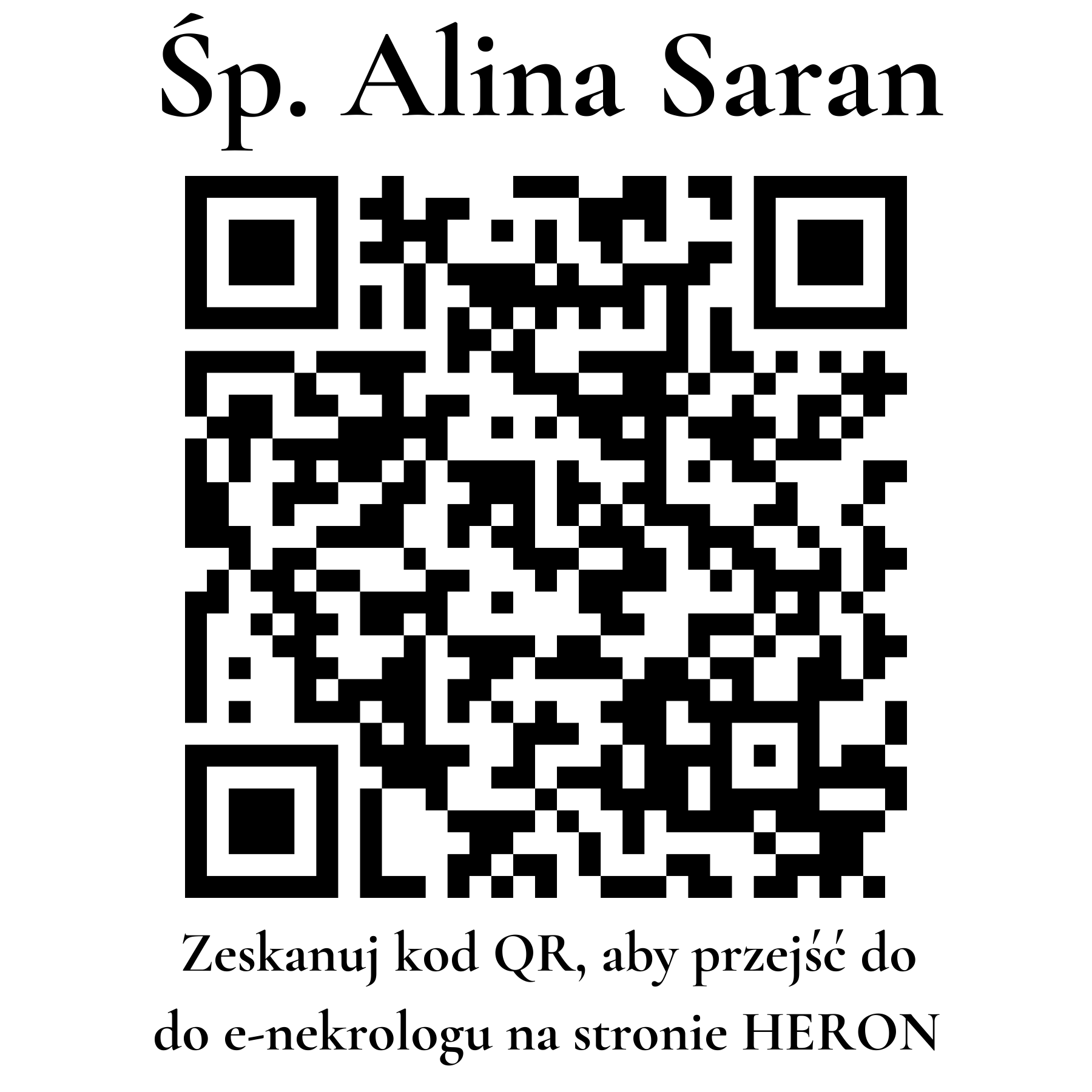 Kod QR do nekrologu Alina Saran Kod QR do nekrologu Alina Saran