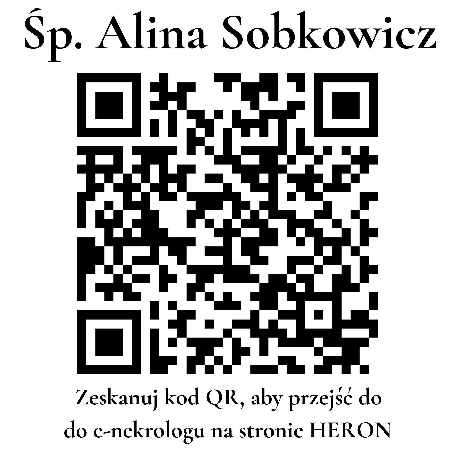 Kod QR do nekrologu Alina Sobkowicz