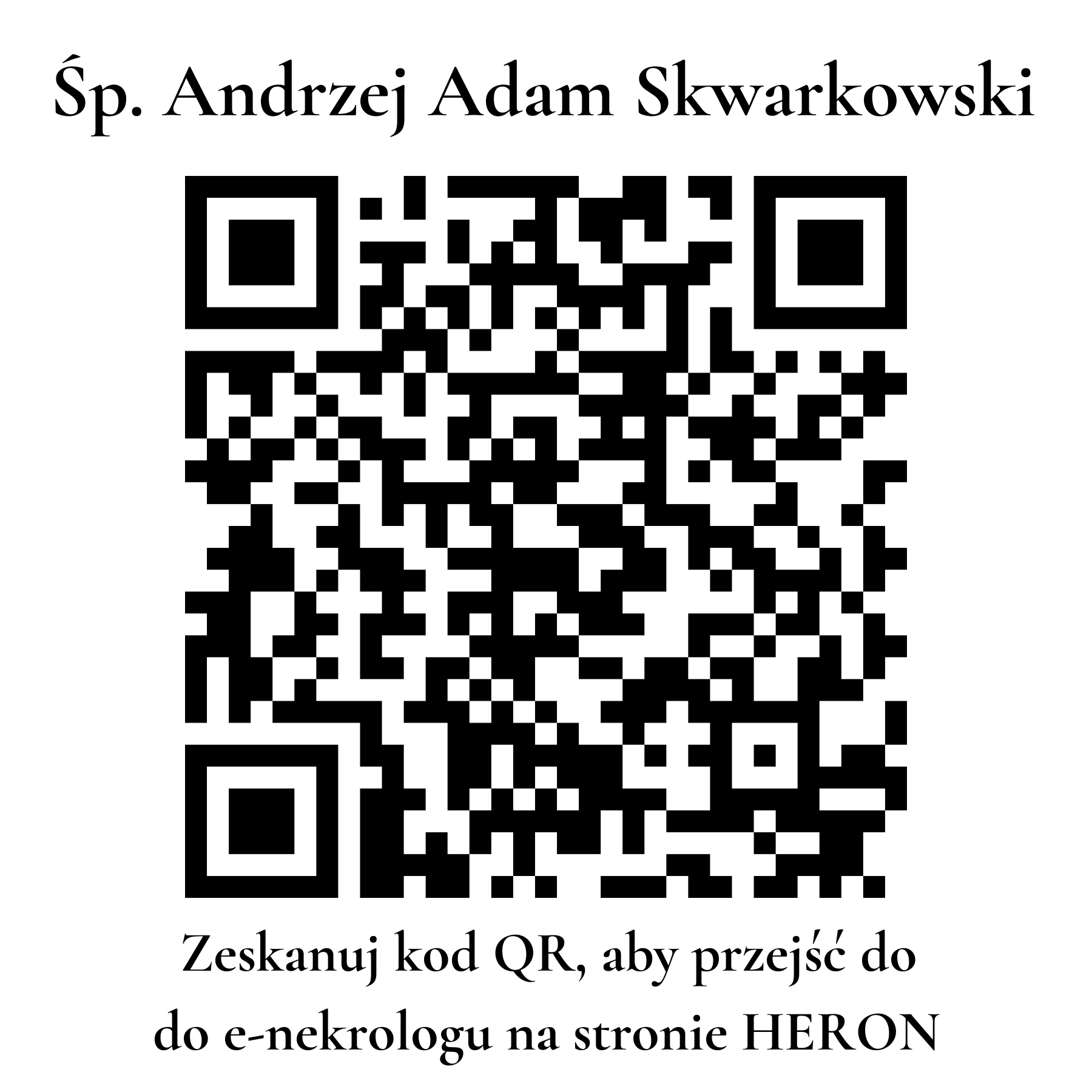 Kod QR do nekrologu Andrzej Adam Skwarkowski Kod QR do nekrologu Andrzej Adam Skwarkowski