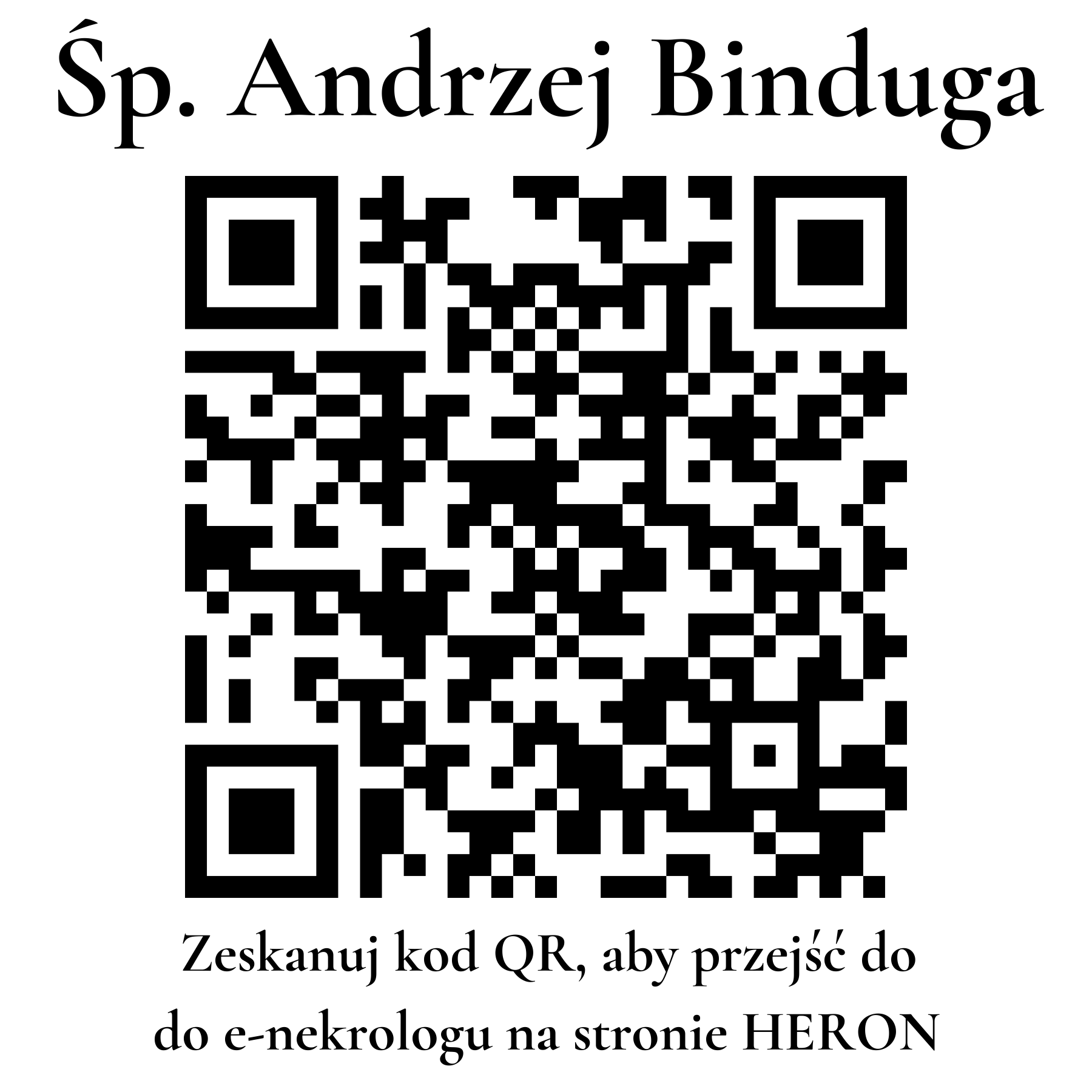 Kod QR do nekrologu Andrzej Binduga Kod QR do nekrologu Andrzej Binduga