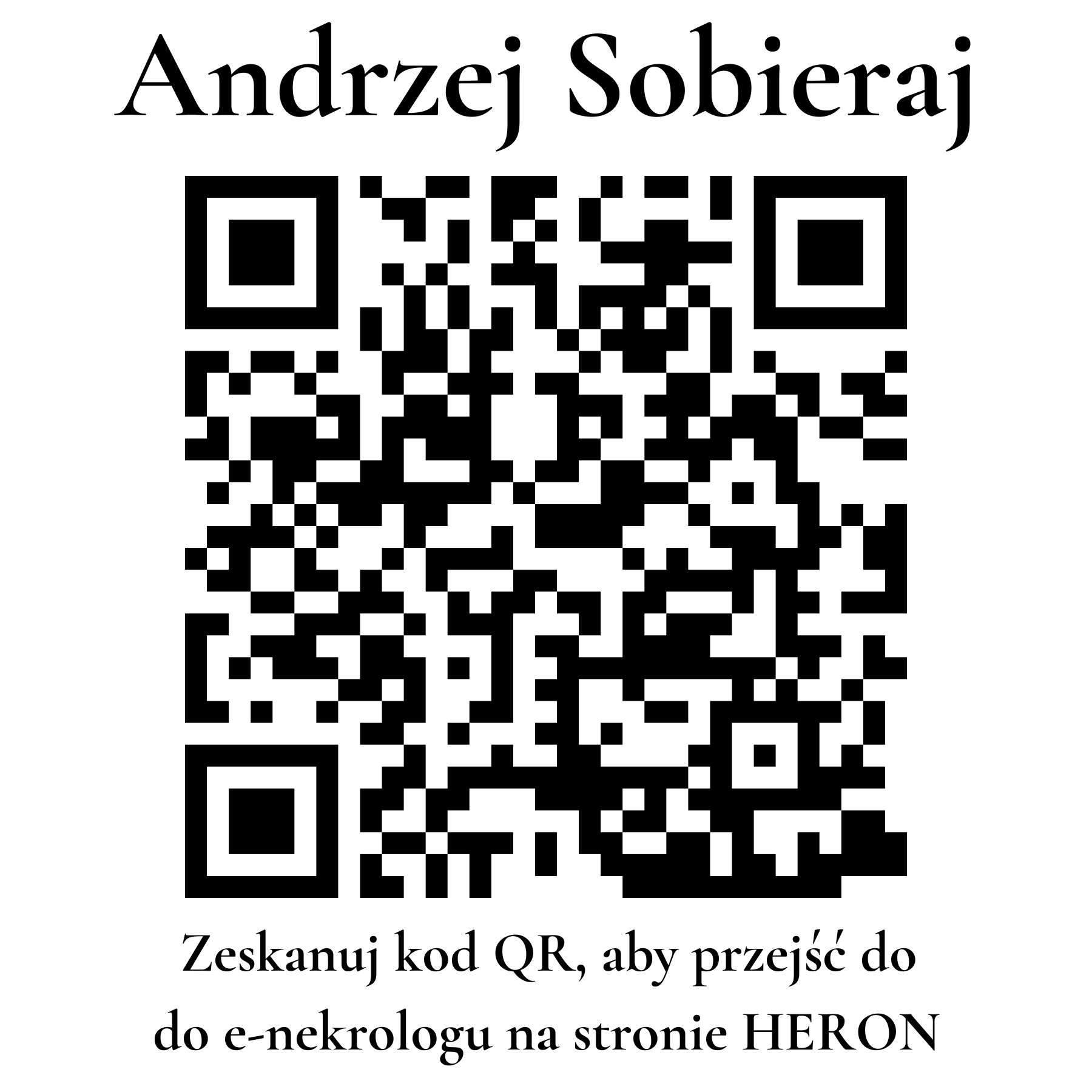 Kod QR do nekrologu Andrzej Sobieraj Kod QR do nekrologu Andrzej Sobieraj