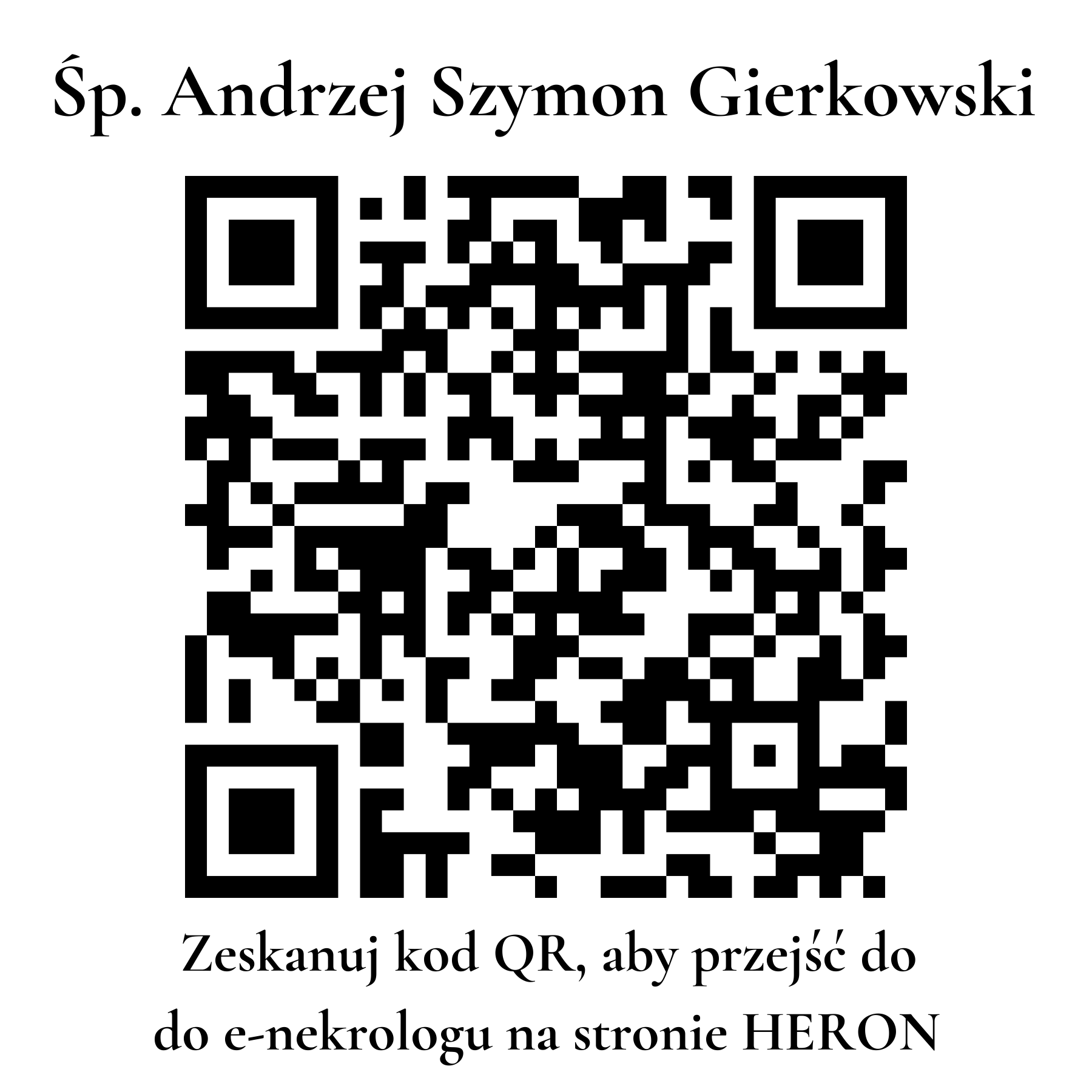Kod QR do nekrologu Andrzej Szymon Gierkowski Kod QR do nekrologu Andrzej Szymon Gierkowski