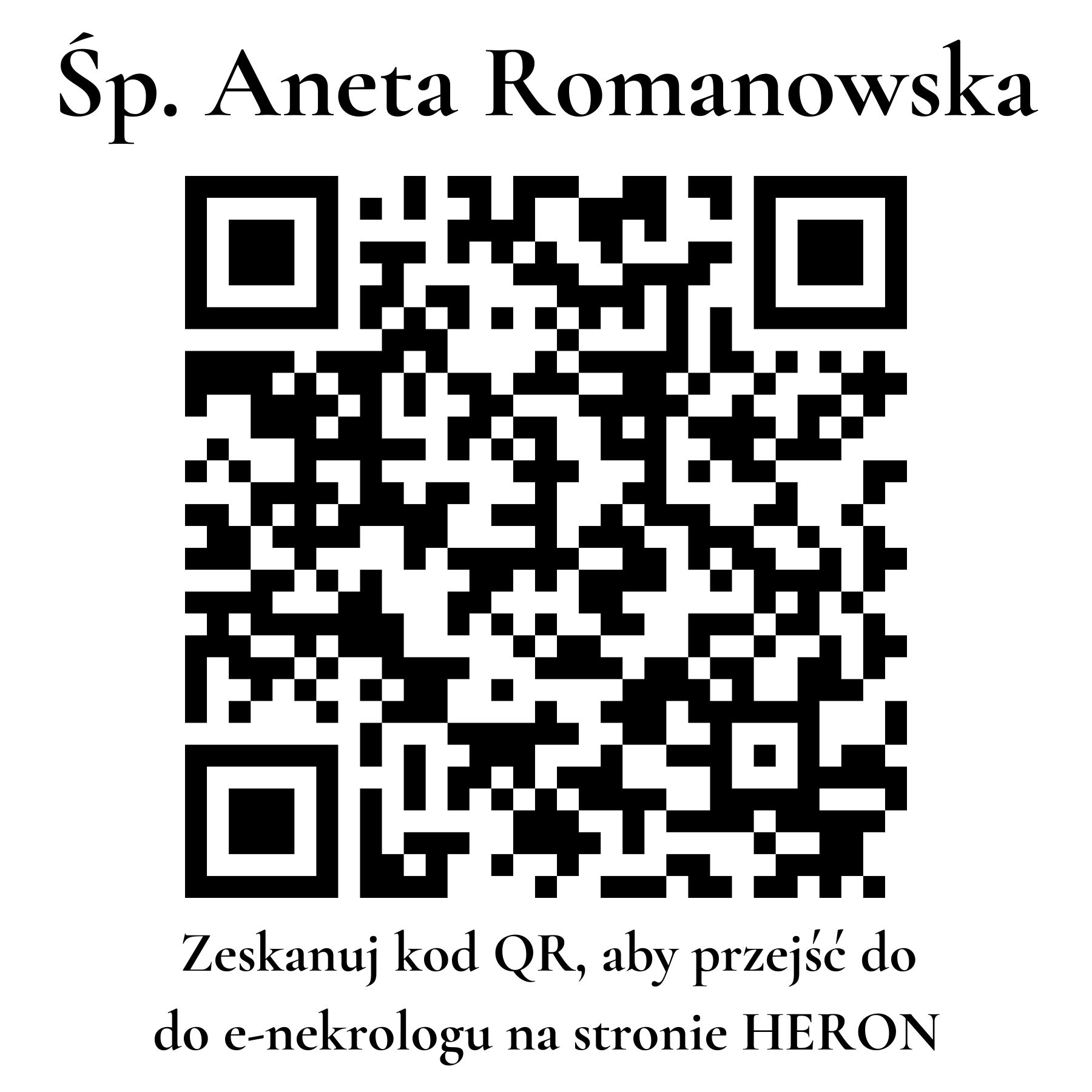Kod QR do nekrologu Aneta Romanowska