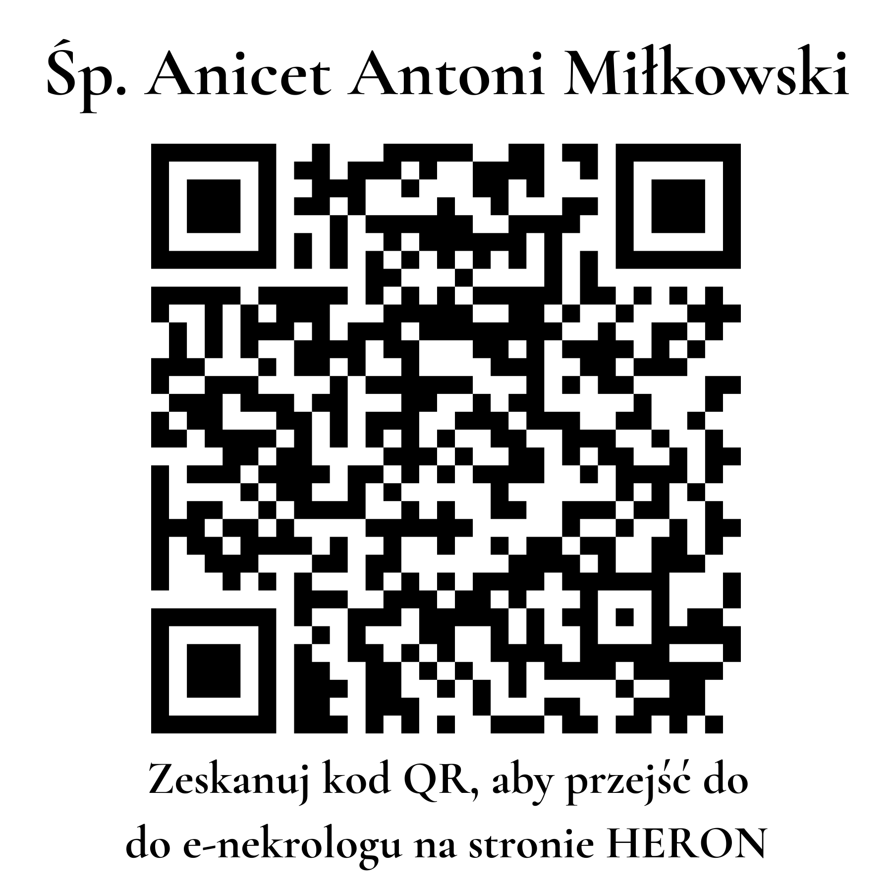Kod QR do nekrologu Anicet Antoni Miłkowski