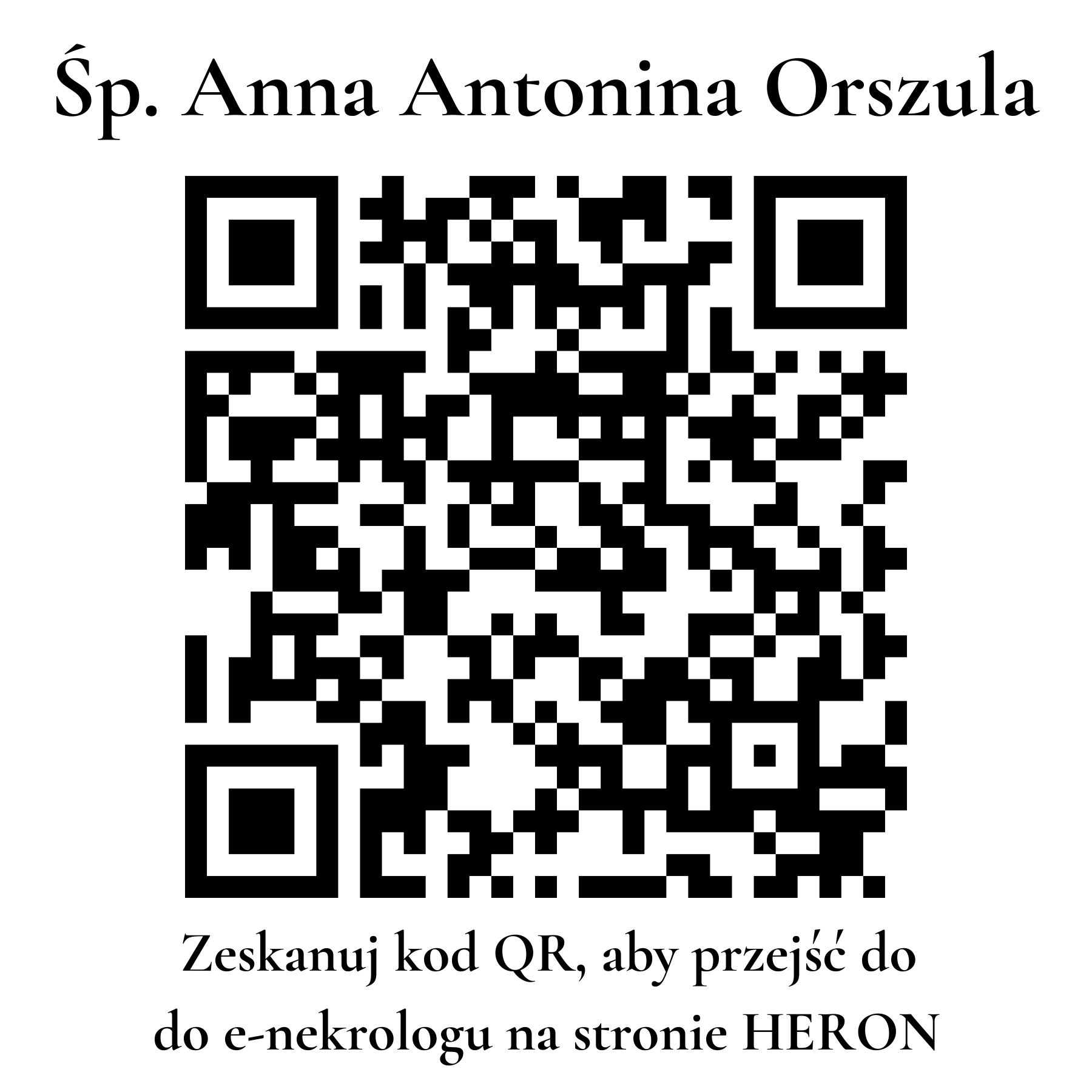 Kod QR do nekrologu Anna Antonina Orszula Kod QR do nekrologu Anna Antonina Orszula