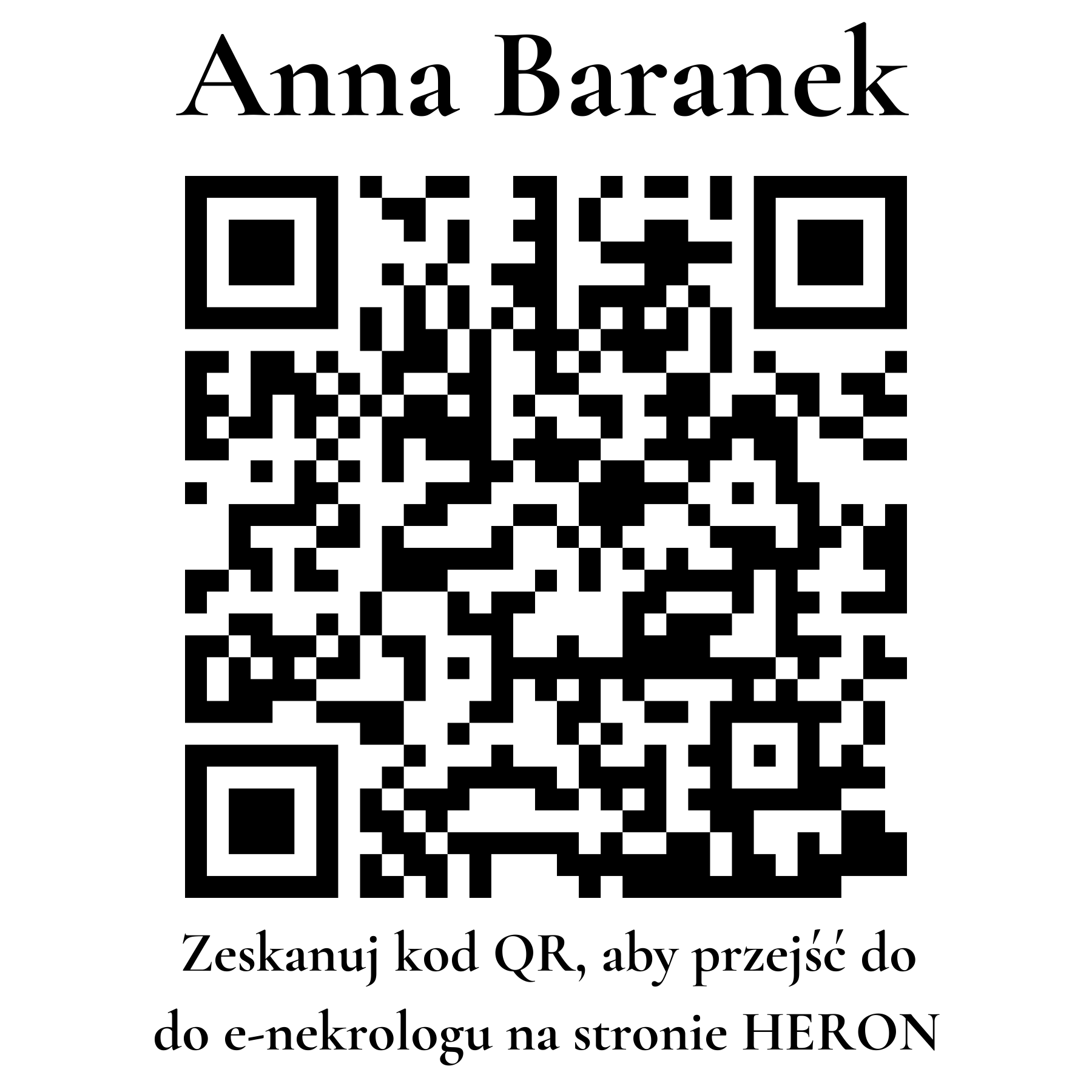 Kod QR do nekrologu Anna Baranek