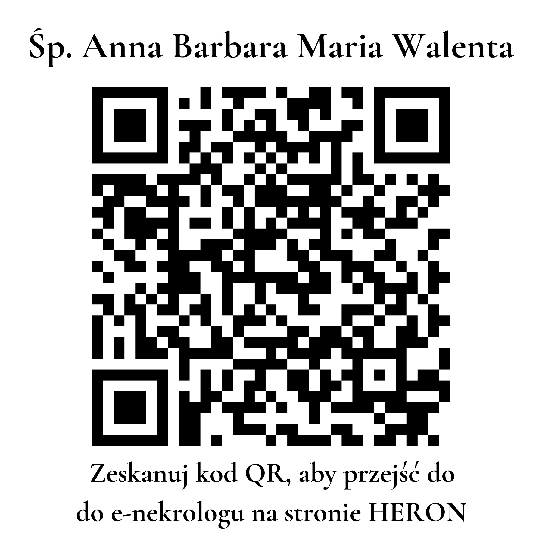 Kod QR do nekrologu Anna Barbara Maria Walenta