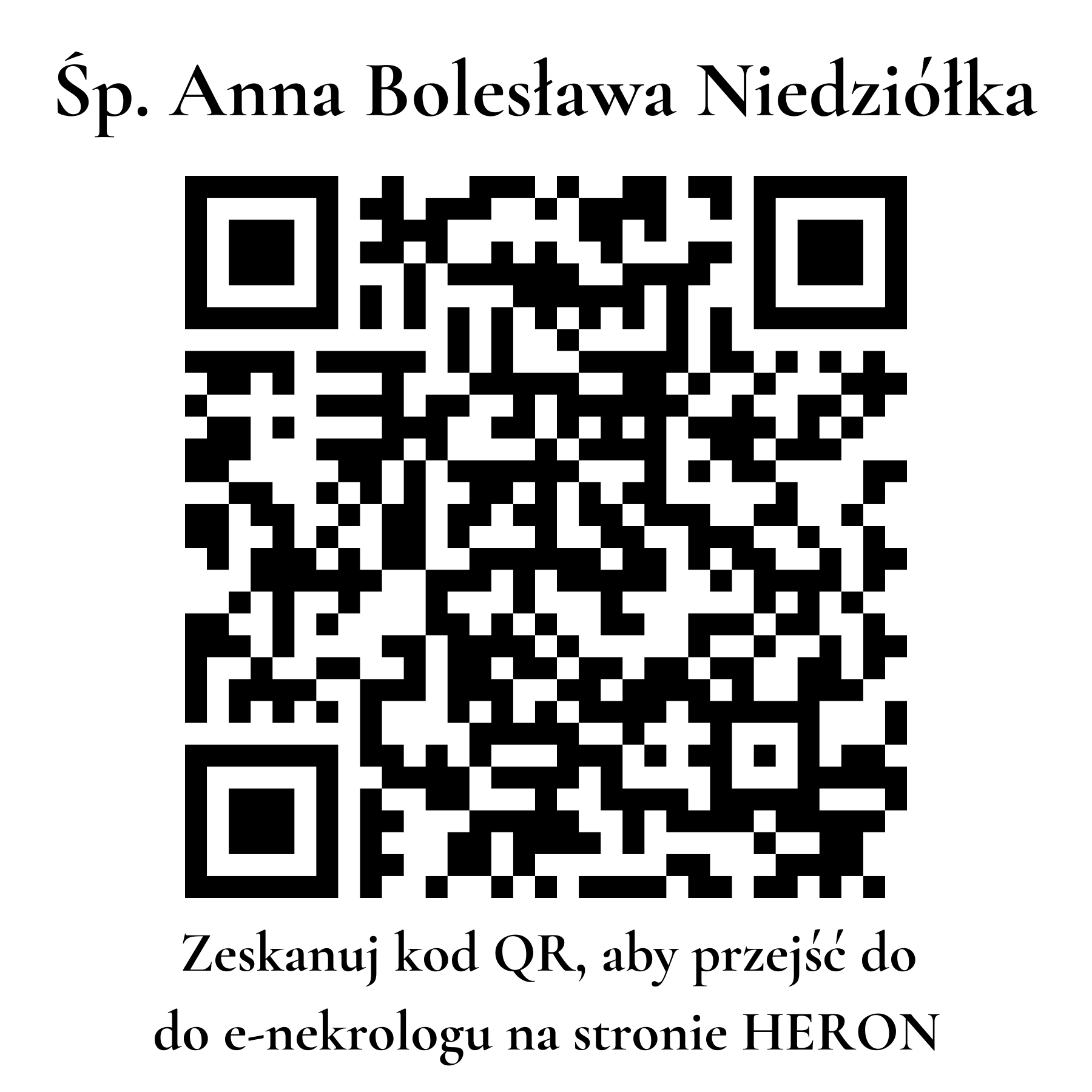 Kod QR do nekrologu Anna Bolesława Niedziółka Kod QR do nekrologu Anna Bolesława Niedziółka
