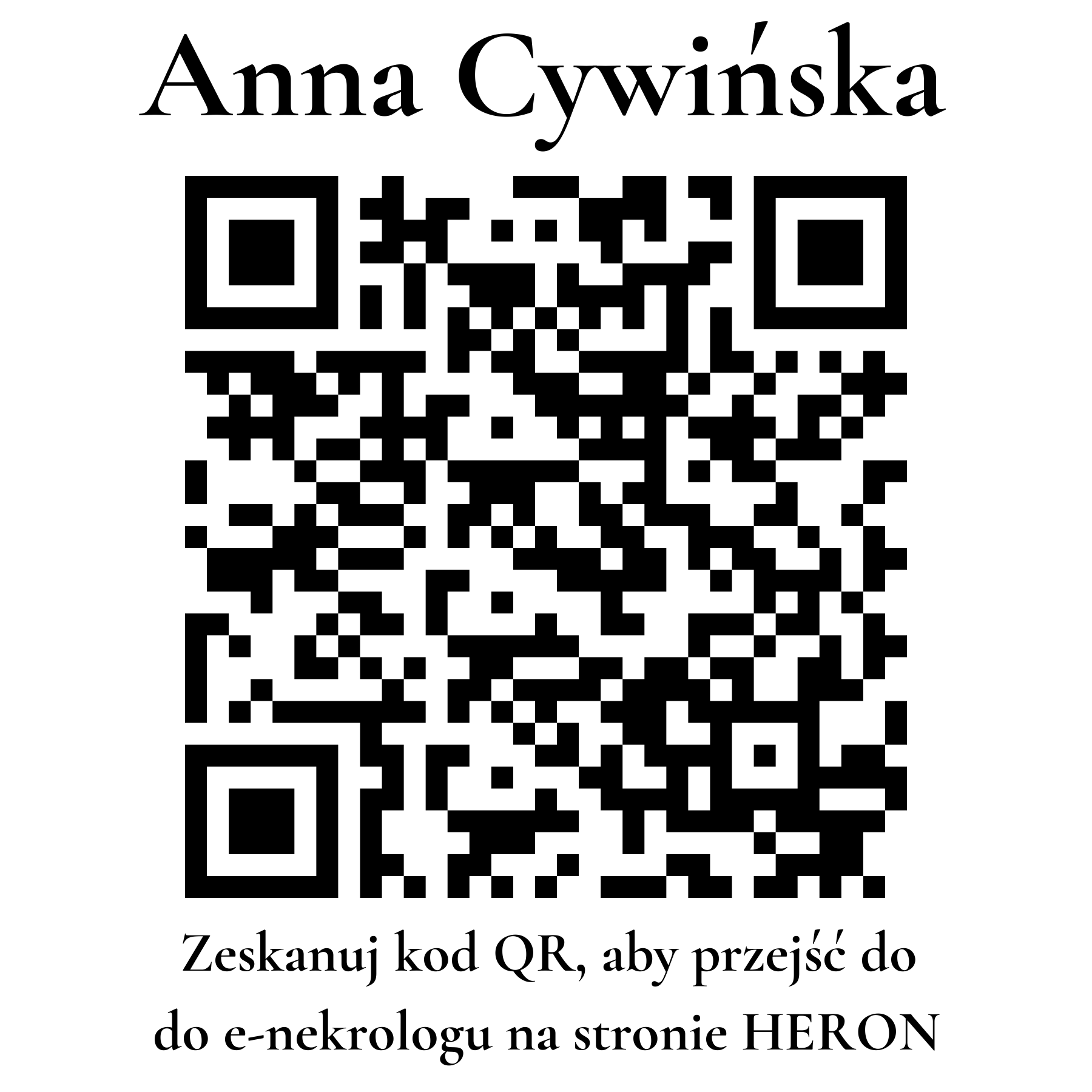 Kod QR do nekrologu Anna Cywińska Kod QR do nekrologu Anna Cywińska