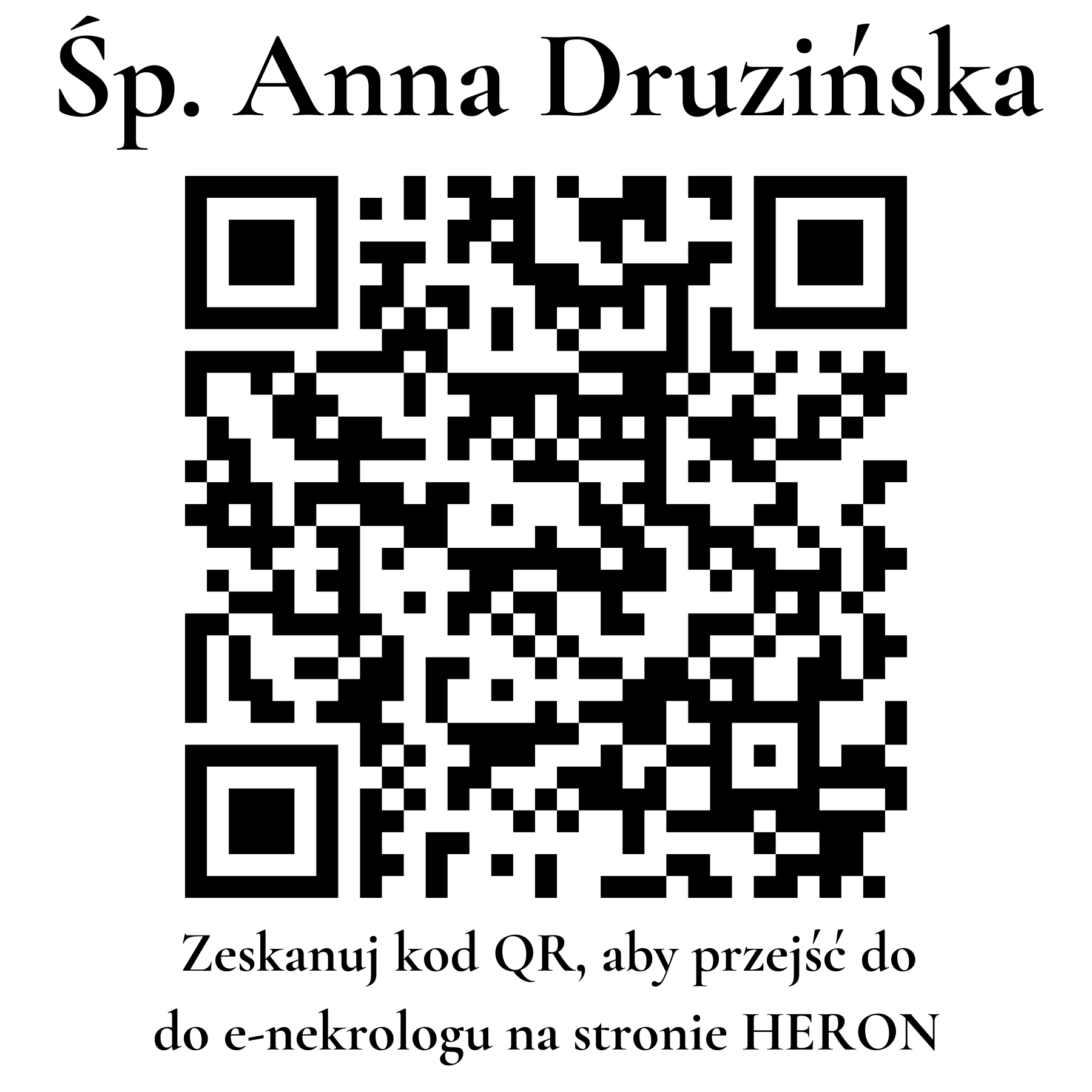 Kod QR do nekrologu Anna Druzińska