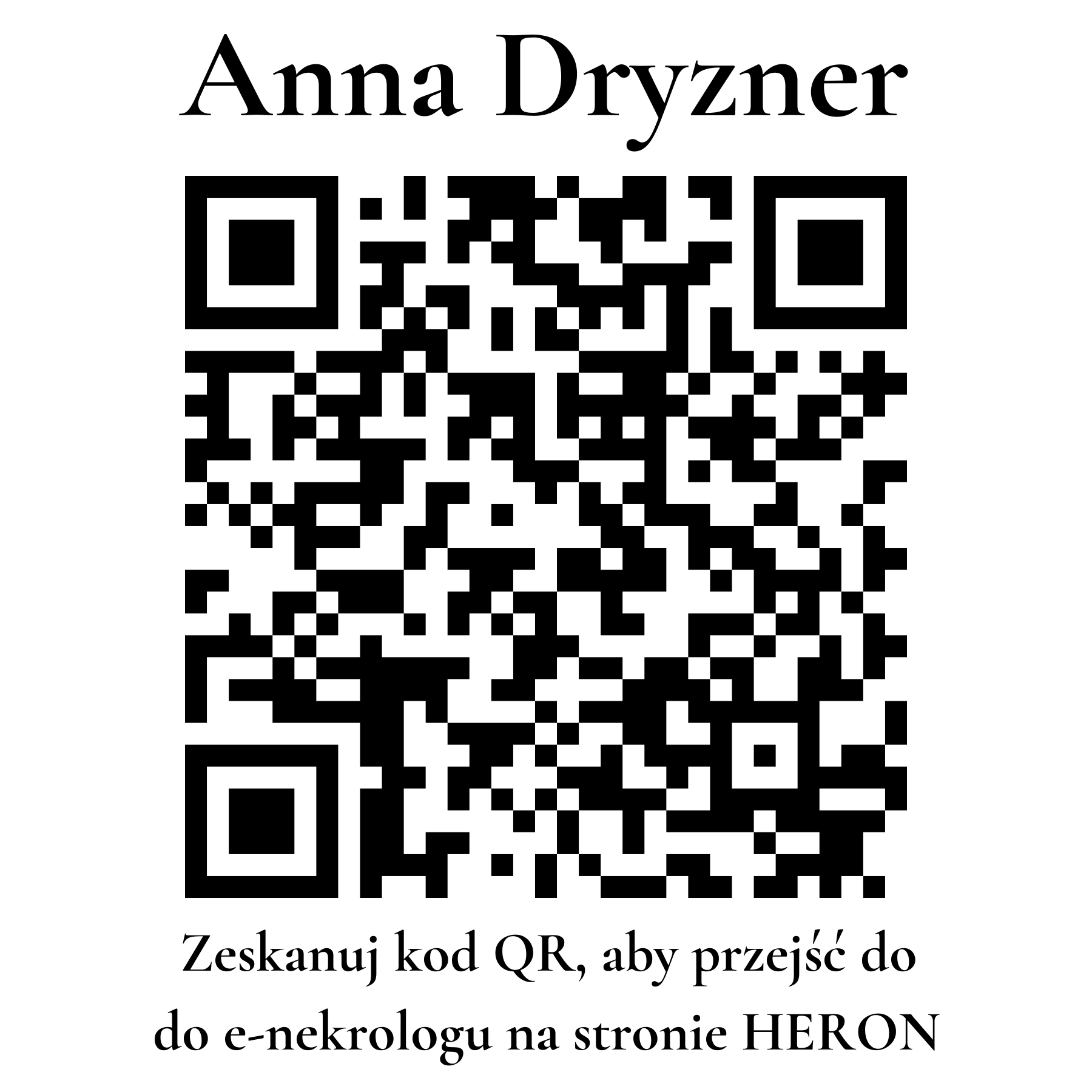Kod QR do nekrologu Anna Dryzner