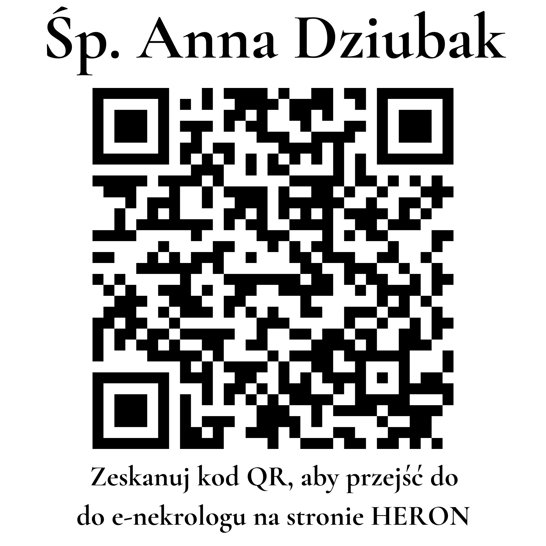 Kod QR do nekrologu Anna Dziubak