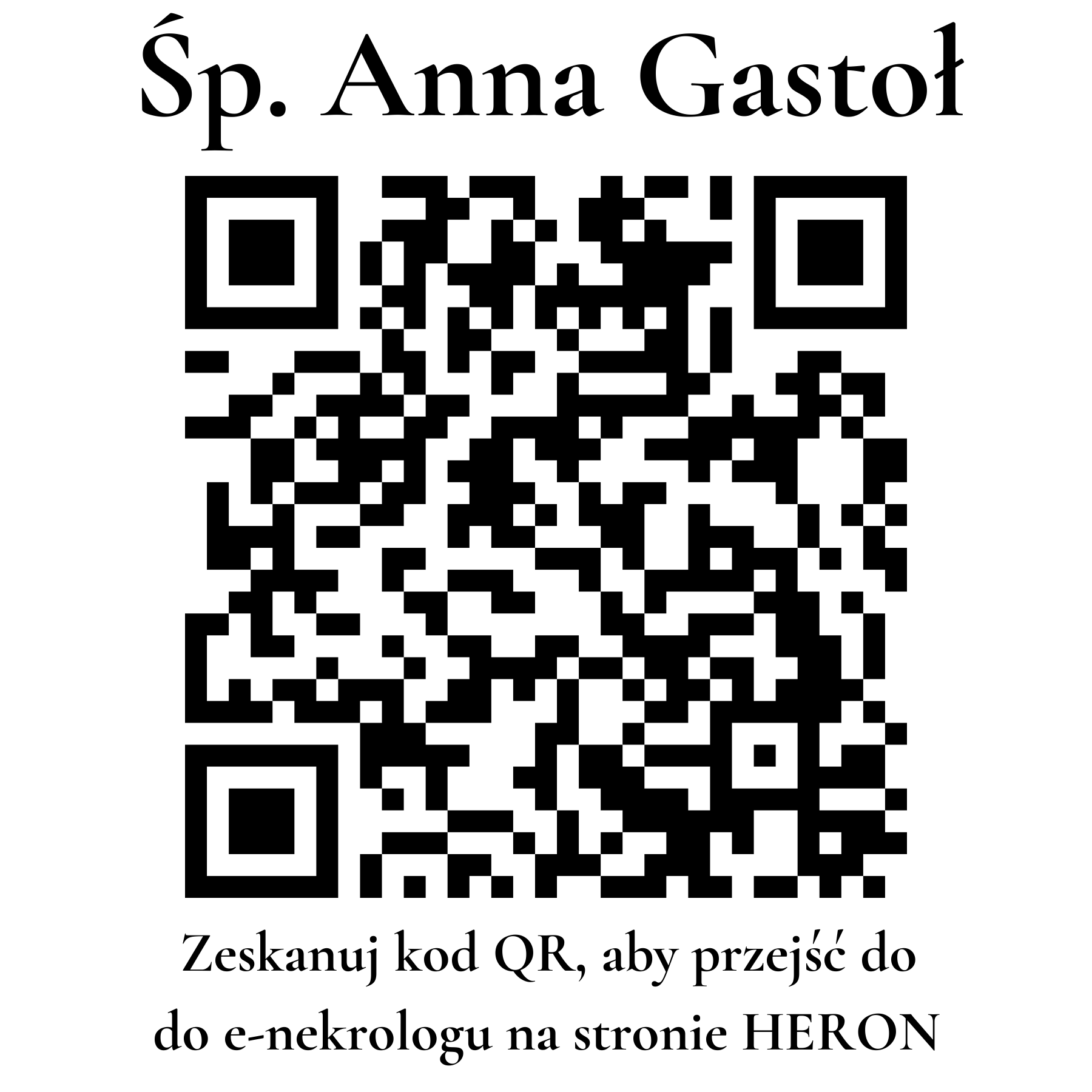 Kod QR do nekrologu Anna Gastoł Kod QR do nekrologu Anna Gastoł